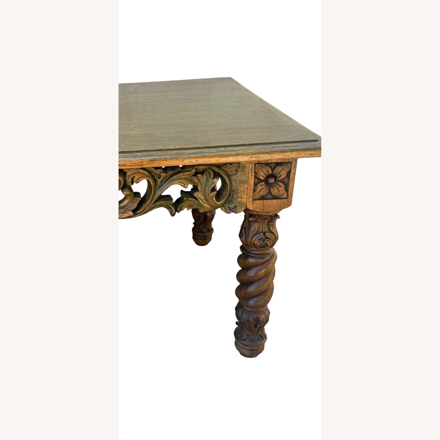 Antique Hand-Carved Barley Twist Coffee Table - image-5