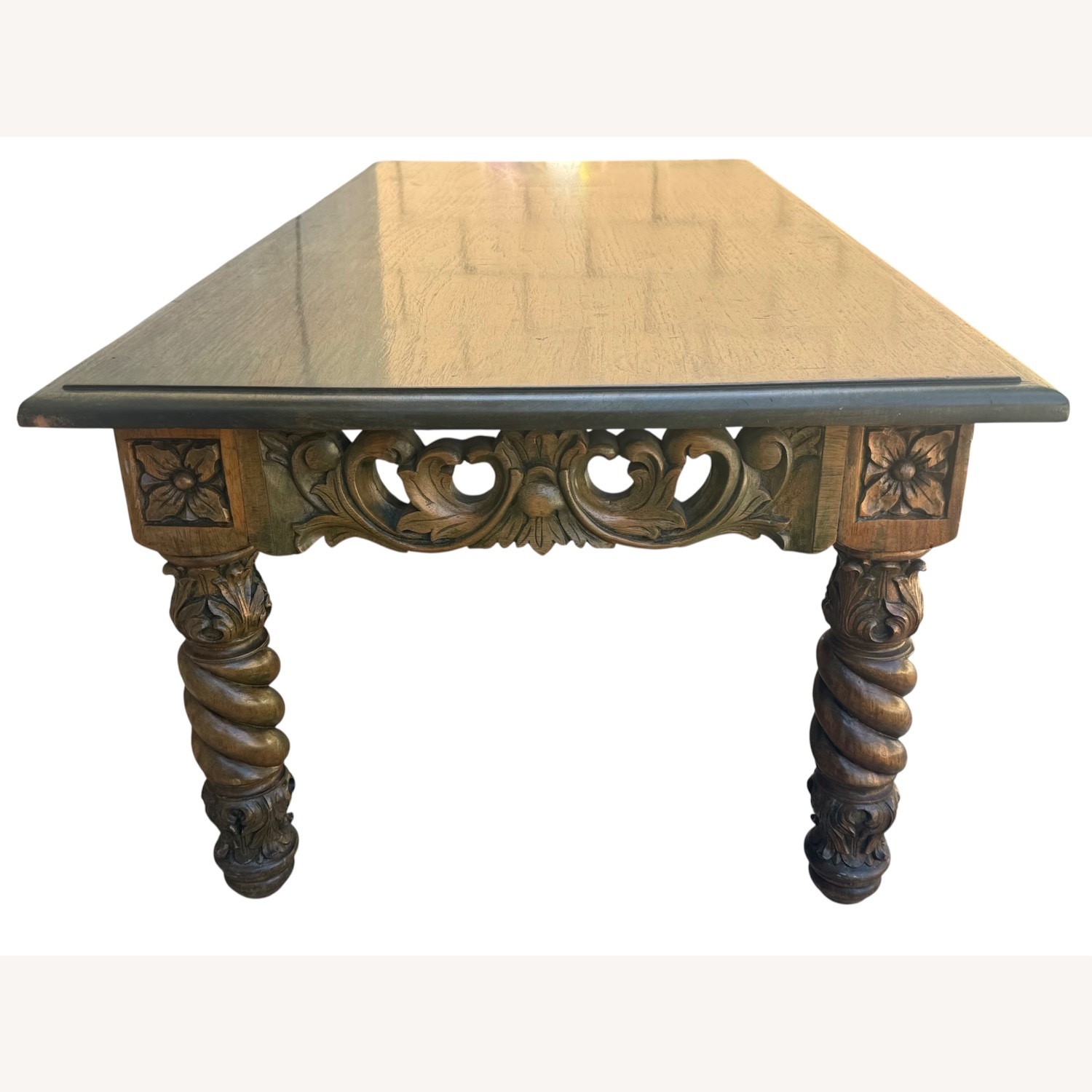 Antique Hand-Carved Barley Twist Coffee Table - image-11