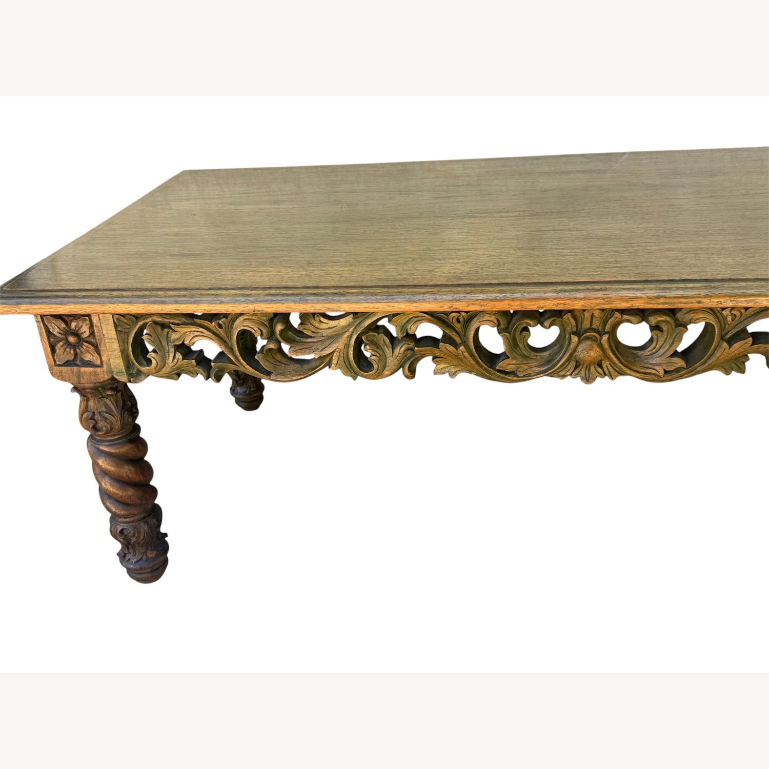 Antique Hand-Carved Barley Twist Coffee Table - image-16
