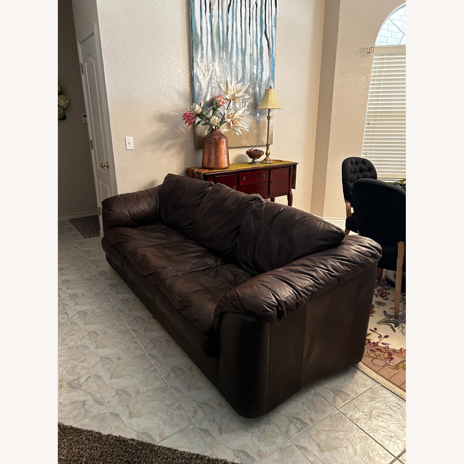 Thomasville Luxury Leather 3 Seat Sofa - image-4