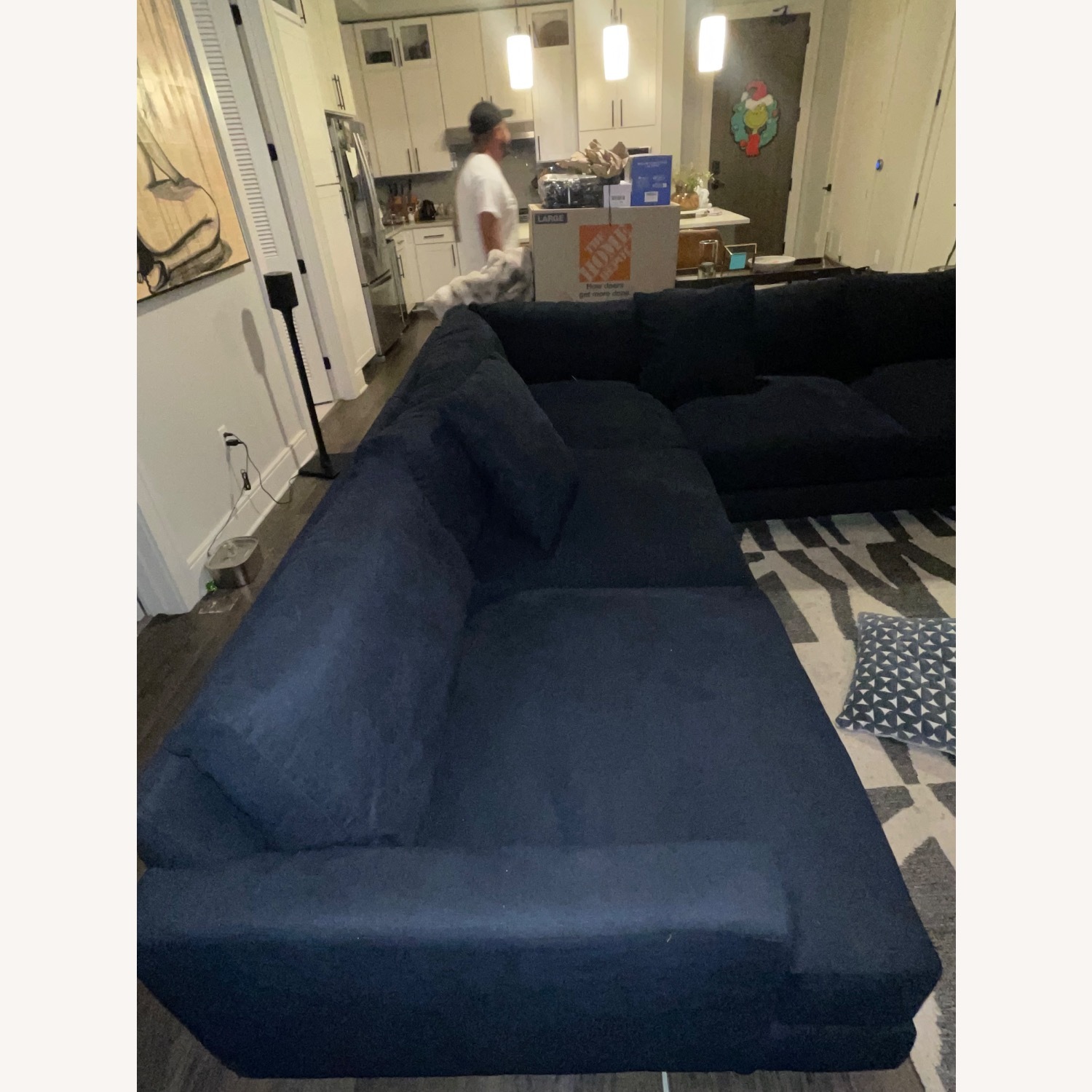Dark Blue Chenille Sectional - image-11