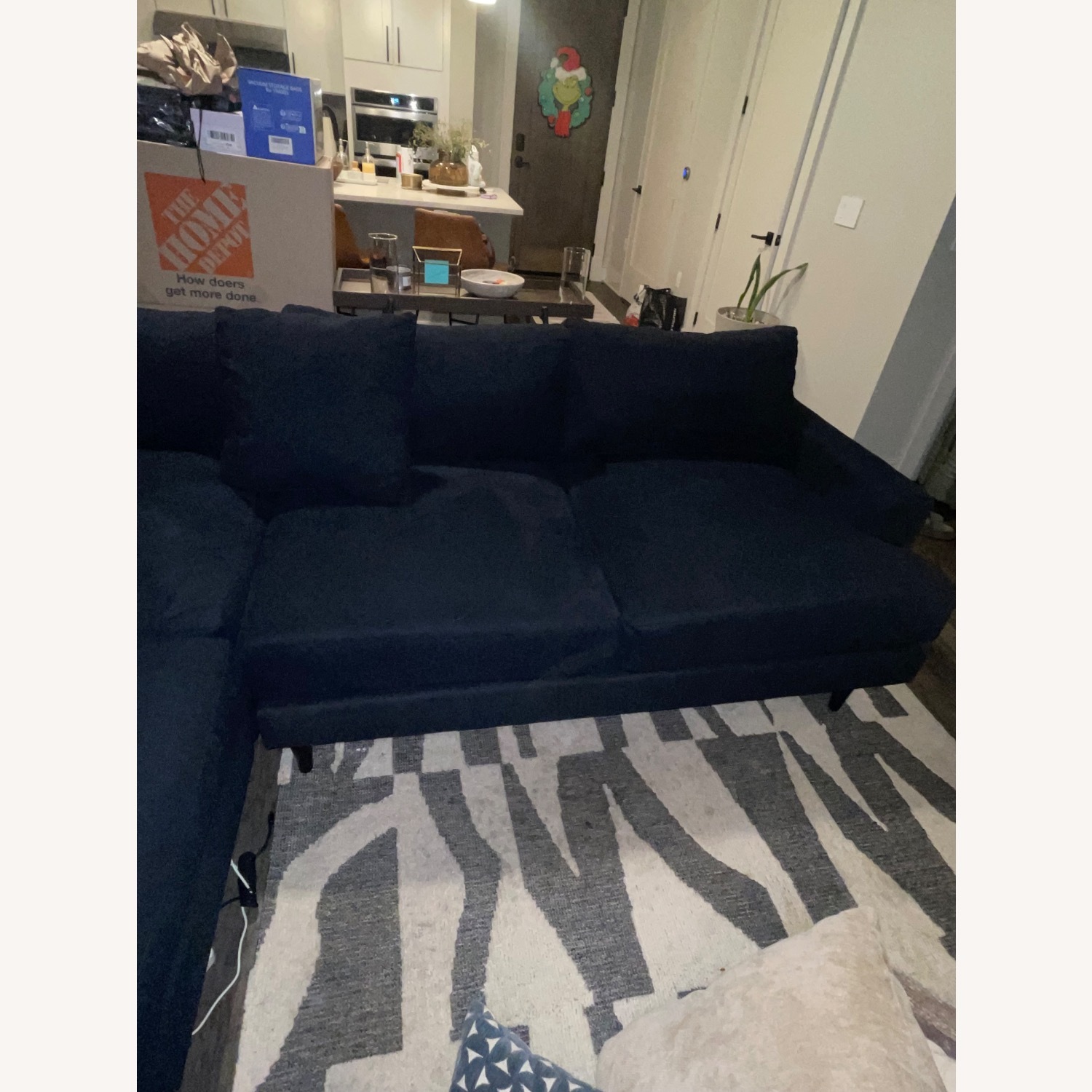 Dark Blue Chenille Sectional - image-12