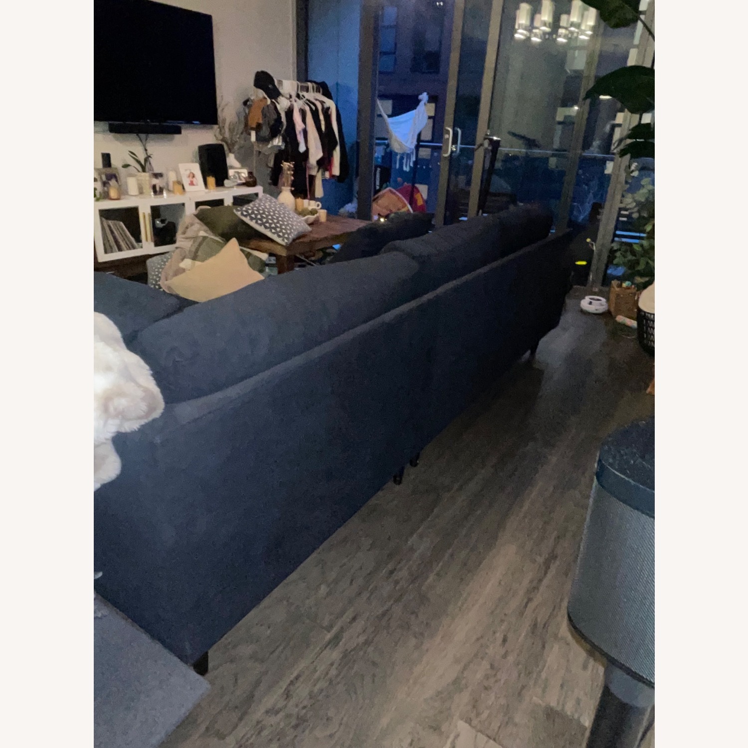 Dark Blue Chenille Sectional - image-10