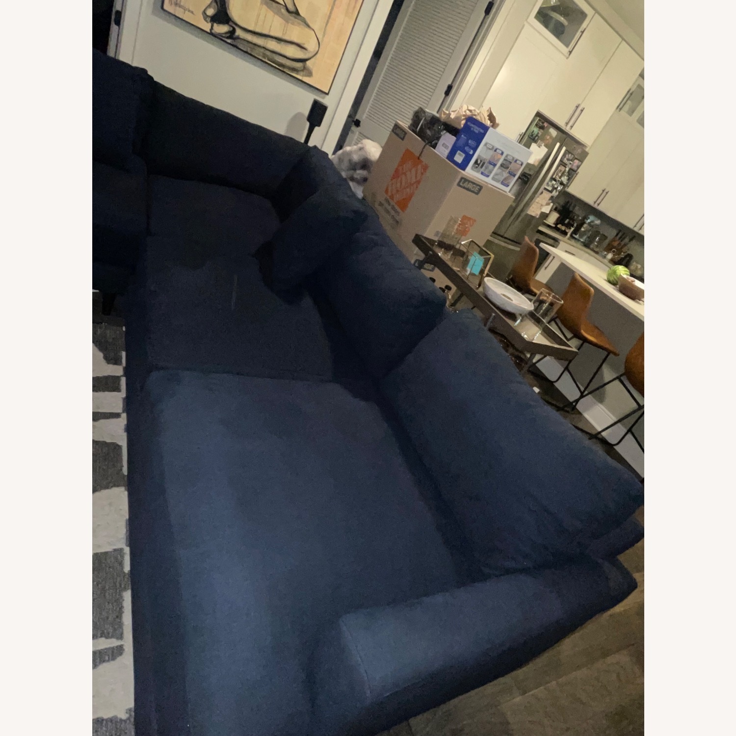 Dark Blue Chenille Sectional - image-9