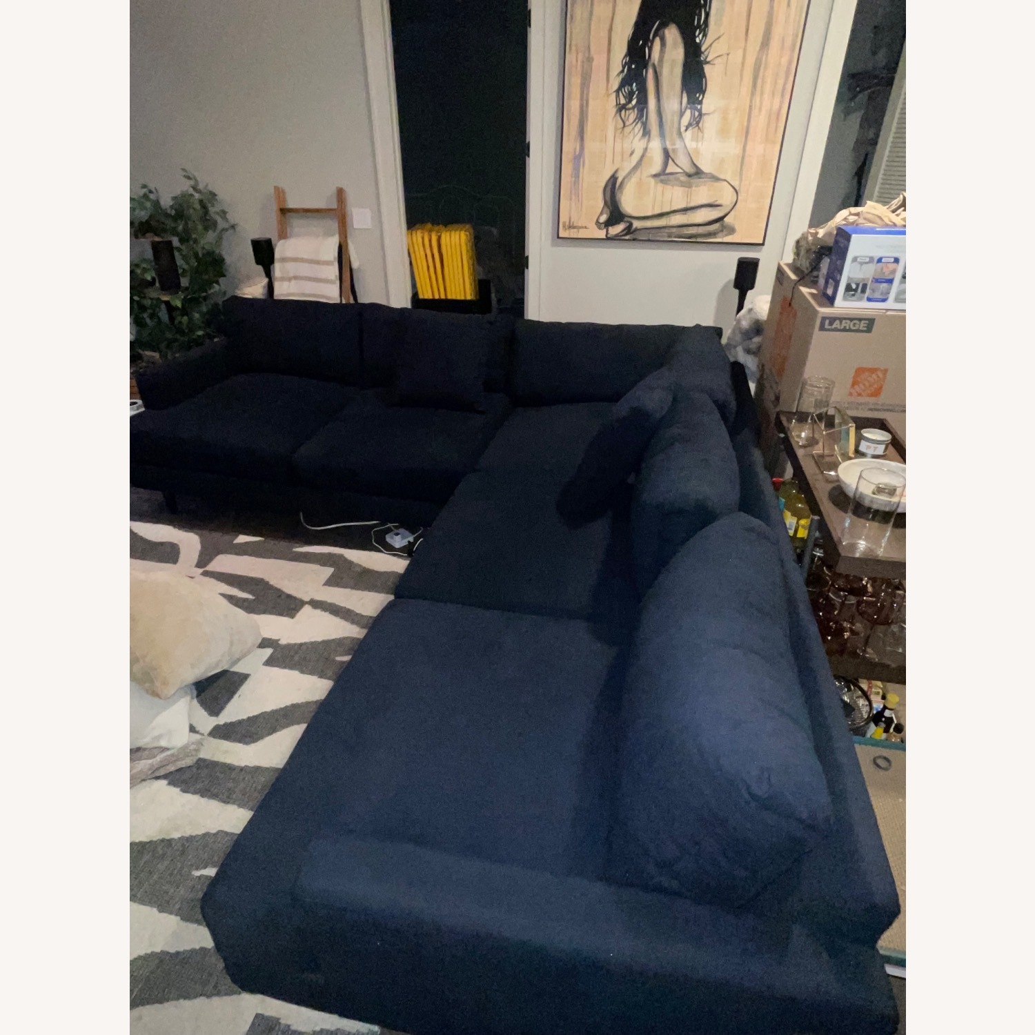 Dark Blue Chenille Sectional - image-6
