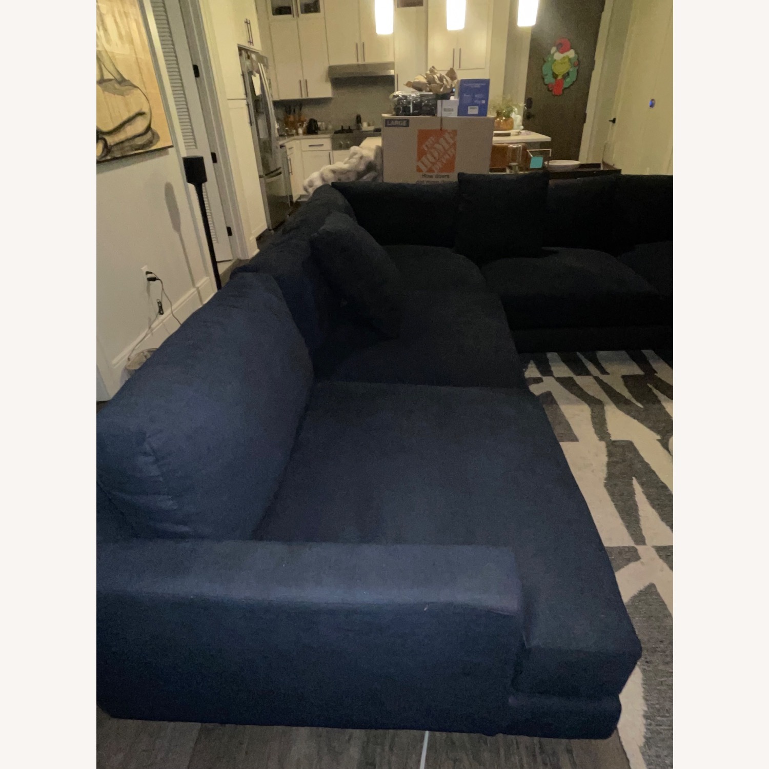 Dark Blue Chenille Sectional - image-7