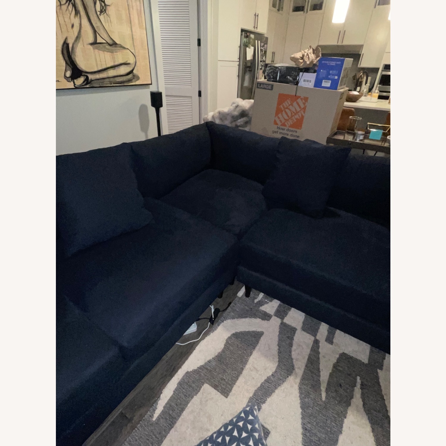 Dark Blue Chenille Sectional - image-13