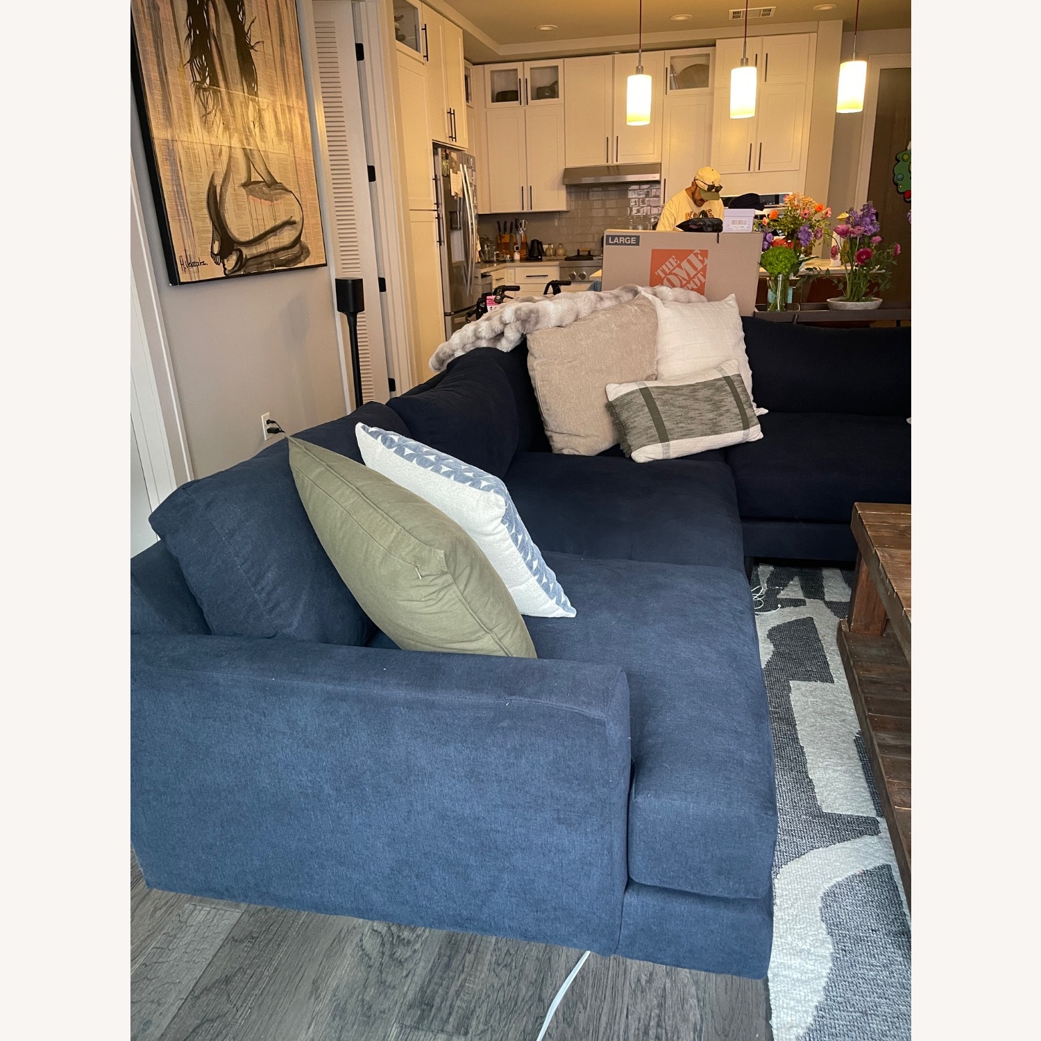 Dark Blue Chenille Sectional - image-4