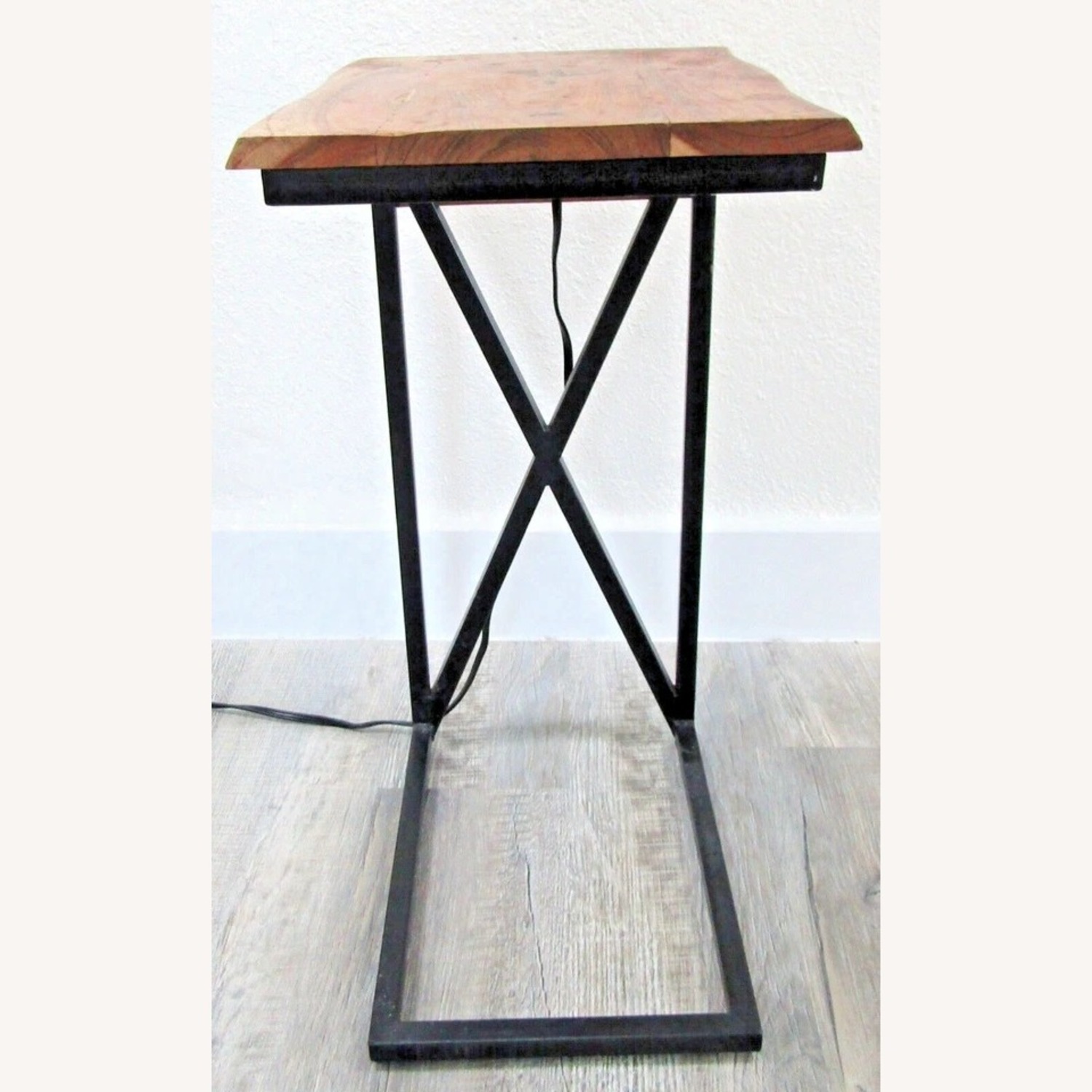 Live Edge Acacia Wood Side Table with Black Iron - image-6