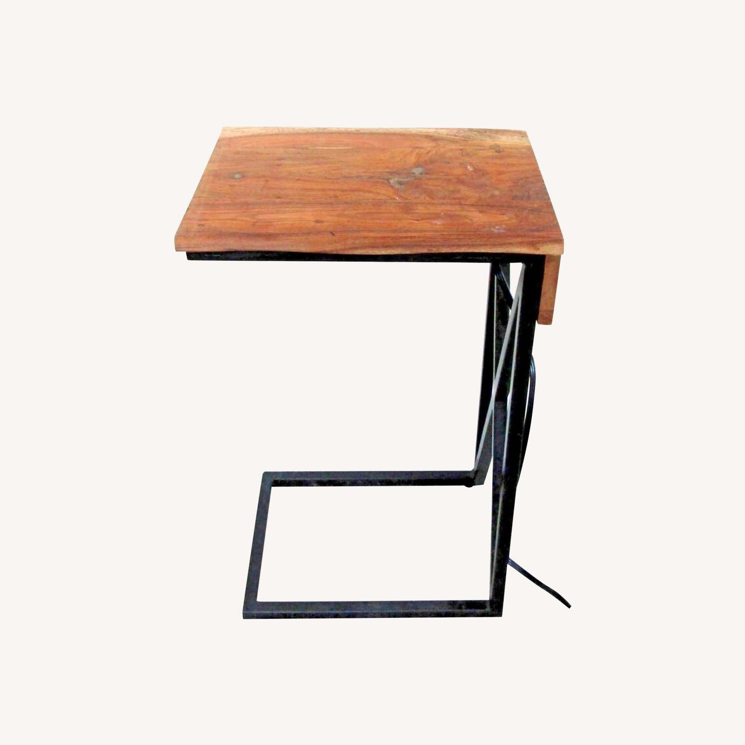 Live Edge Acacia Wood Side Table with Black Iron - image-0
