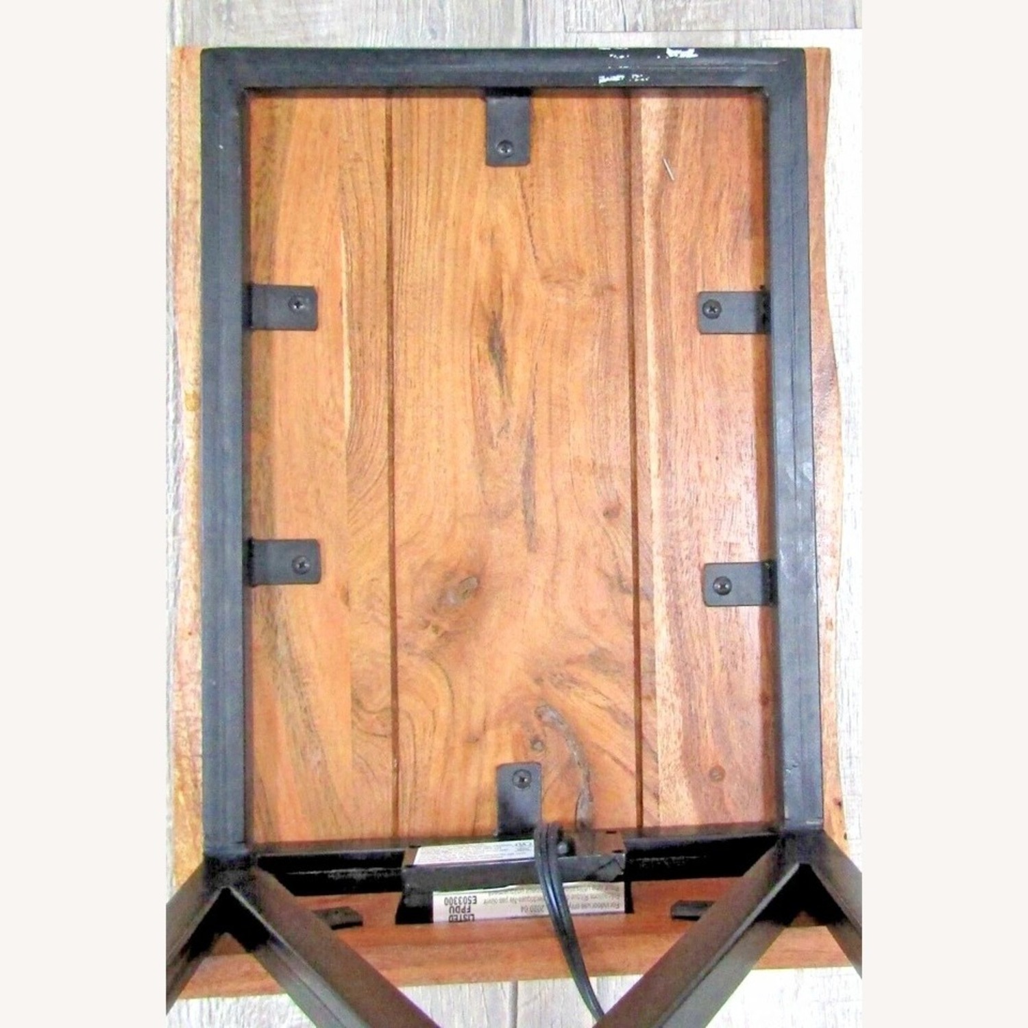 Live Edge Acacia Wood Side Table with Black Iron - image-8