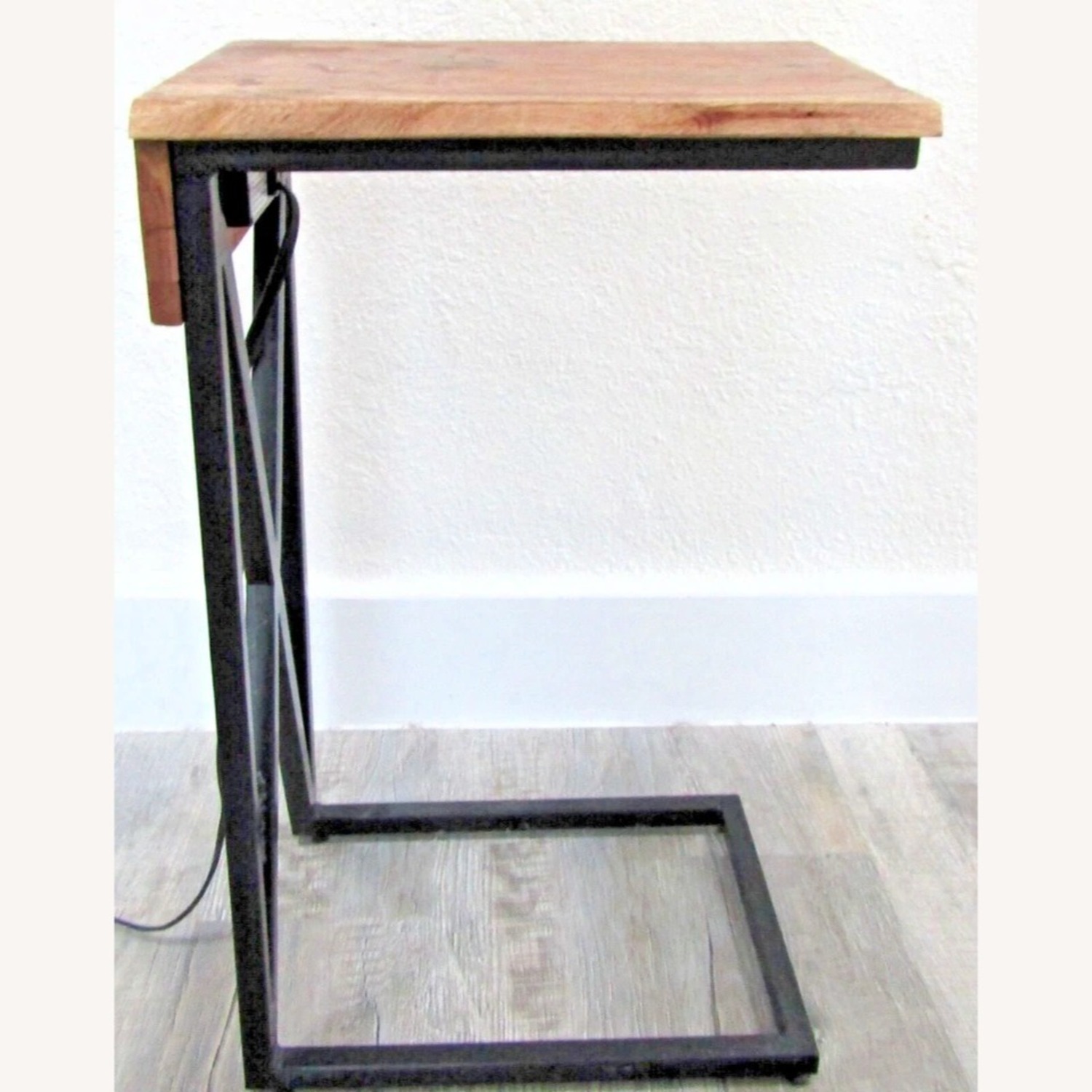Live Edge Acacia Wood Side Table with Black Iron - image-5