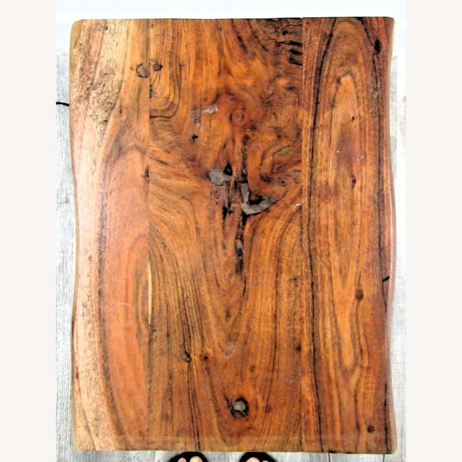 Live Edge Acacia Wood Side Table with Black Iron - image-7