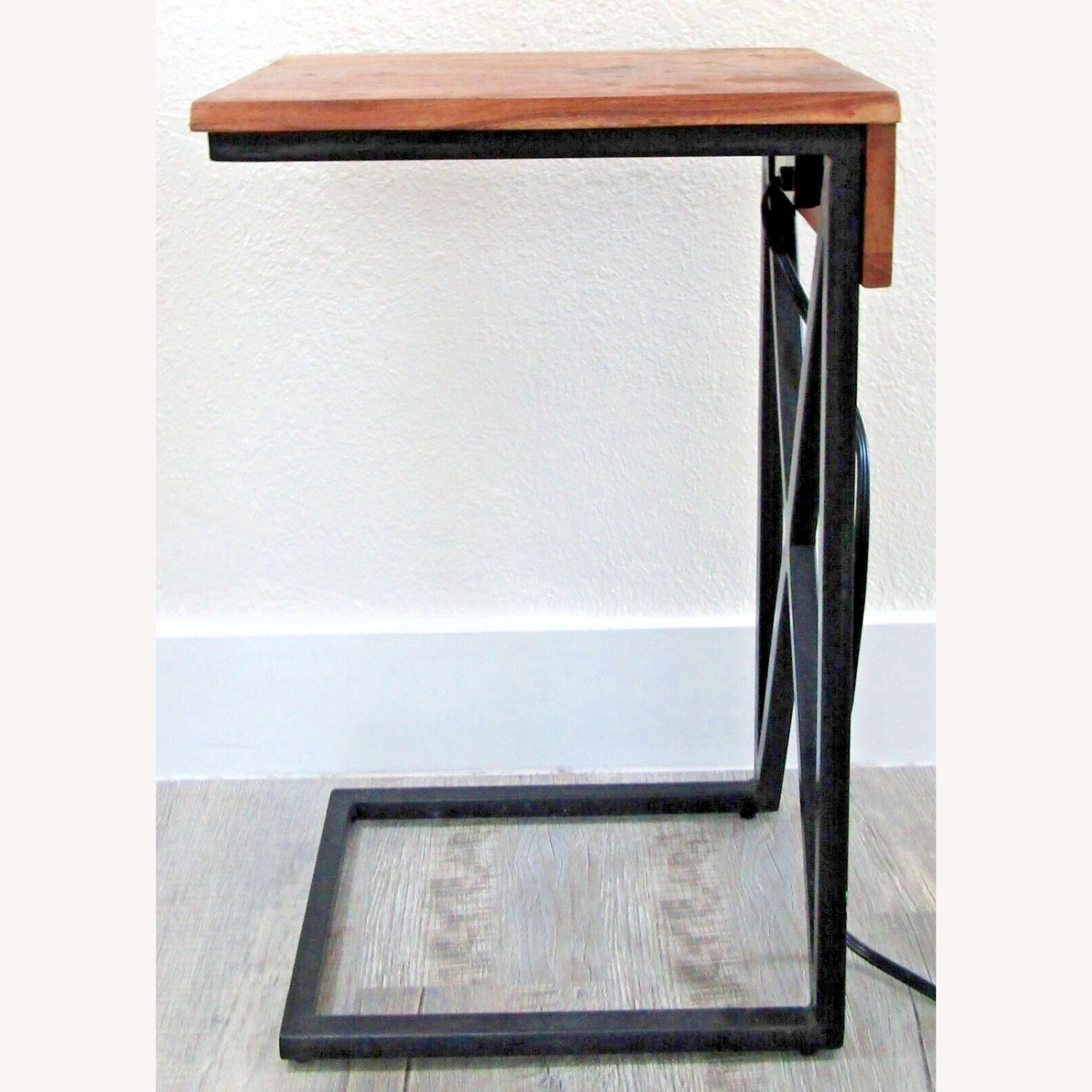 Live Edge Acacia Wood Side Table with Black Iron - image-1