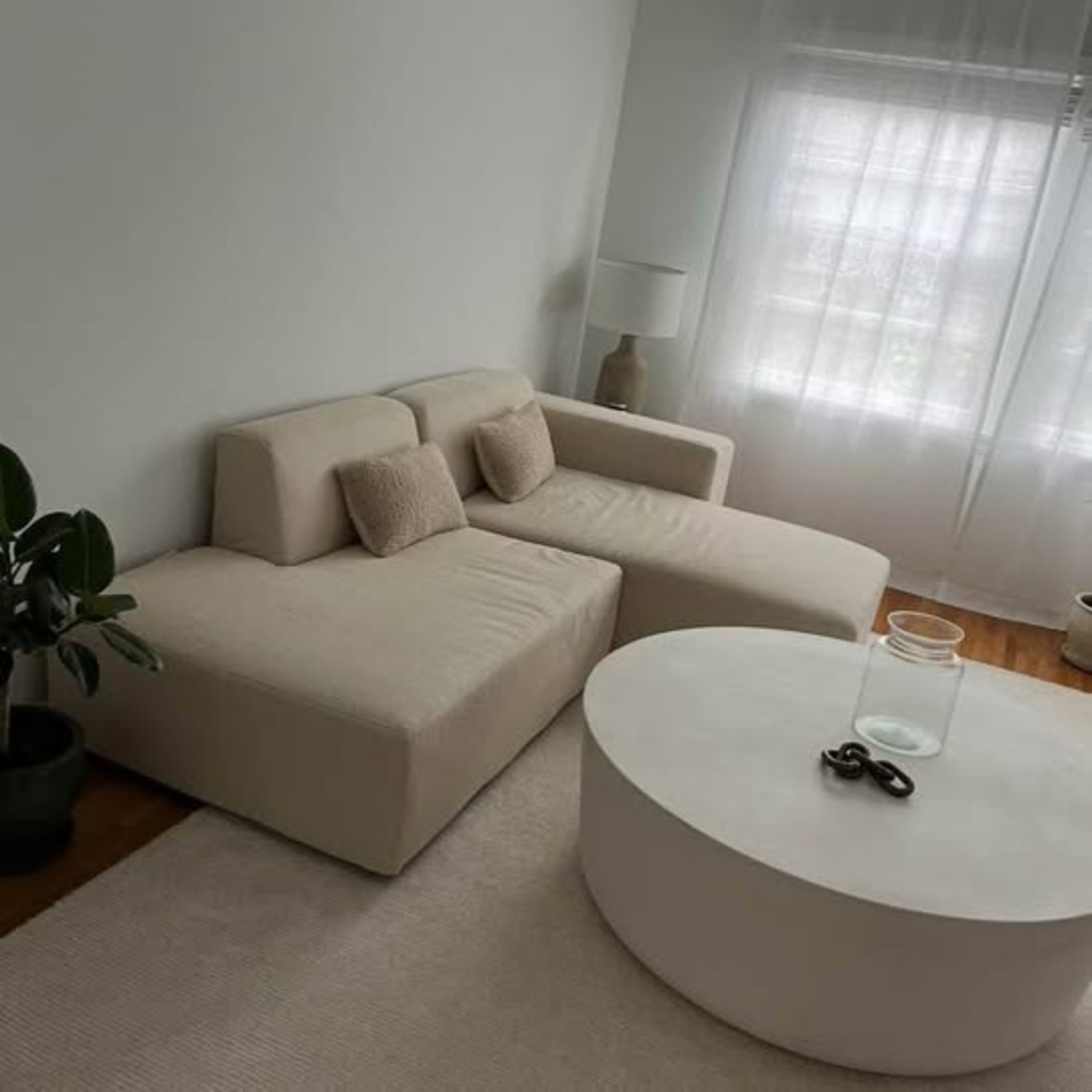 CB2 Cap Ivory Cement Coffee Table - image-1