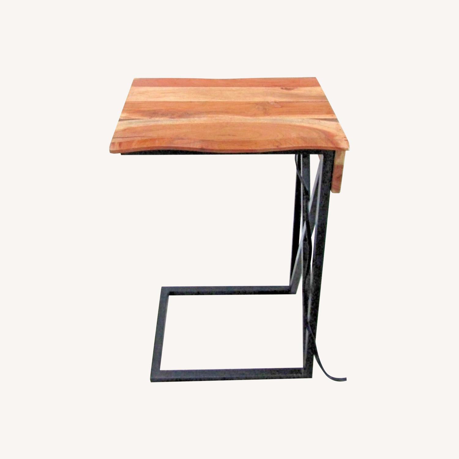 Acacia Live Edge Wood Side Table with Black Iron - image-0