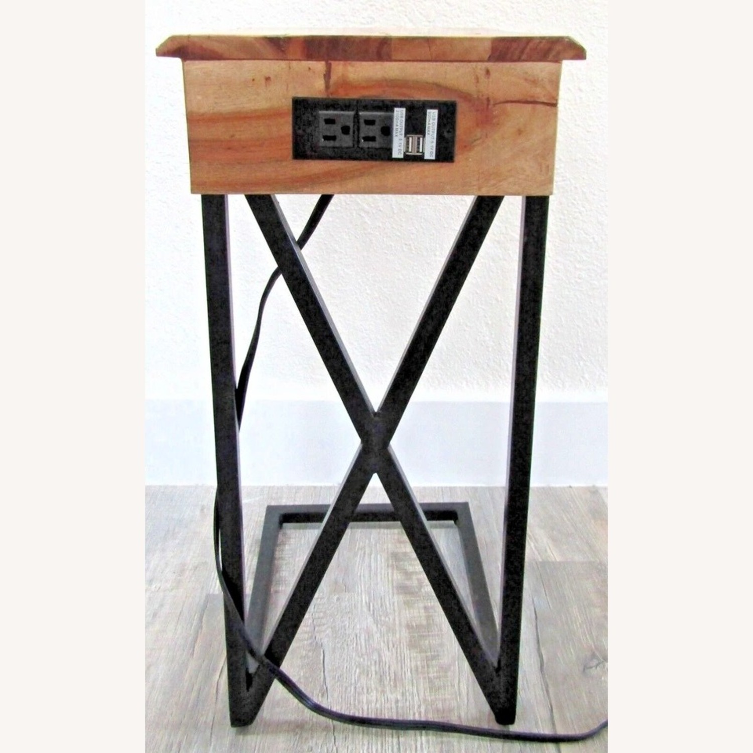 Acacia Live Edge Wood Side Table with Black Iron - image-3