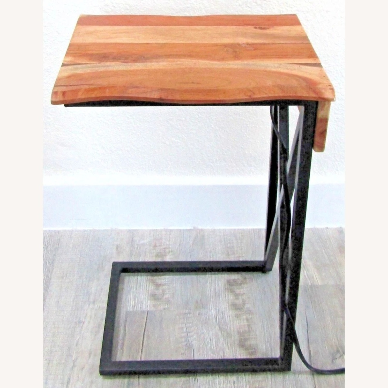 Acacia Live Edge Wood Side Table with Black Iron - image-2