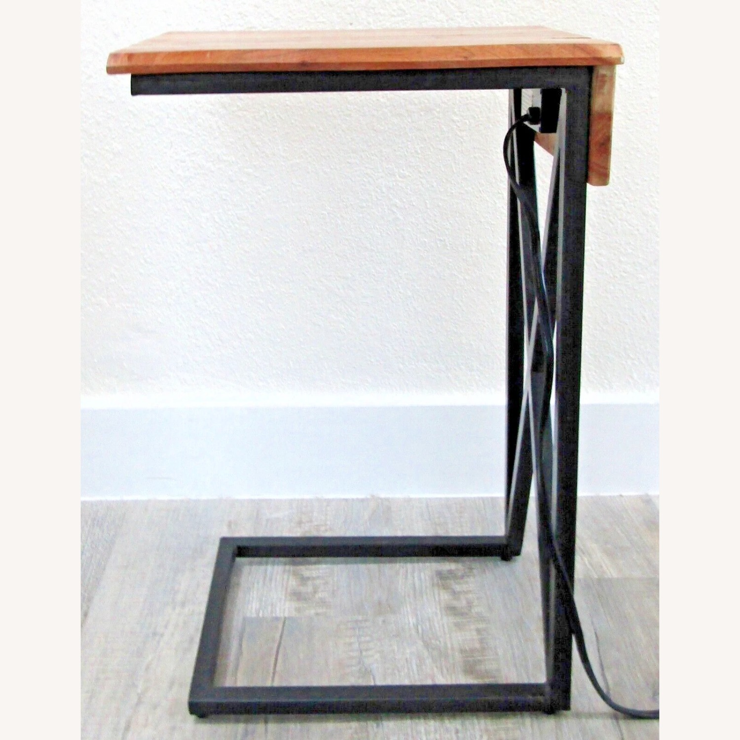 Acacia Live Edge Wood Side Table with Black Iron - image-1