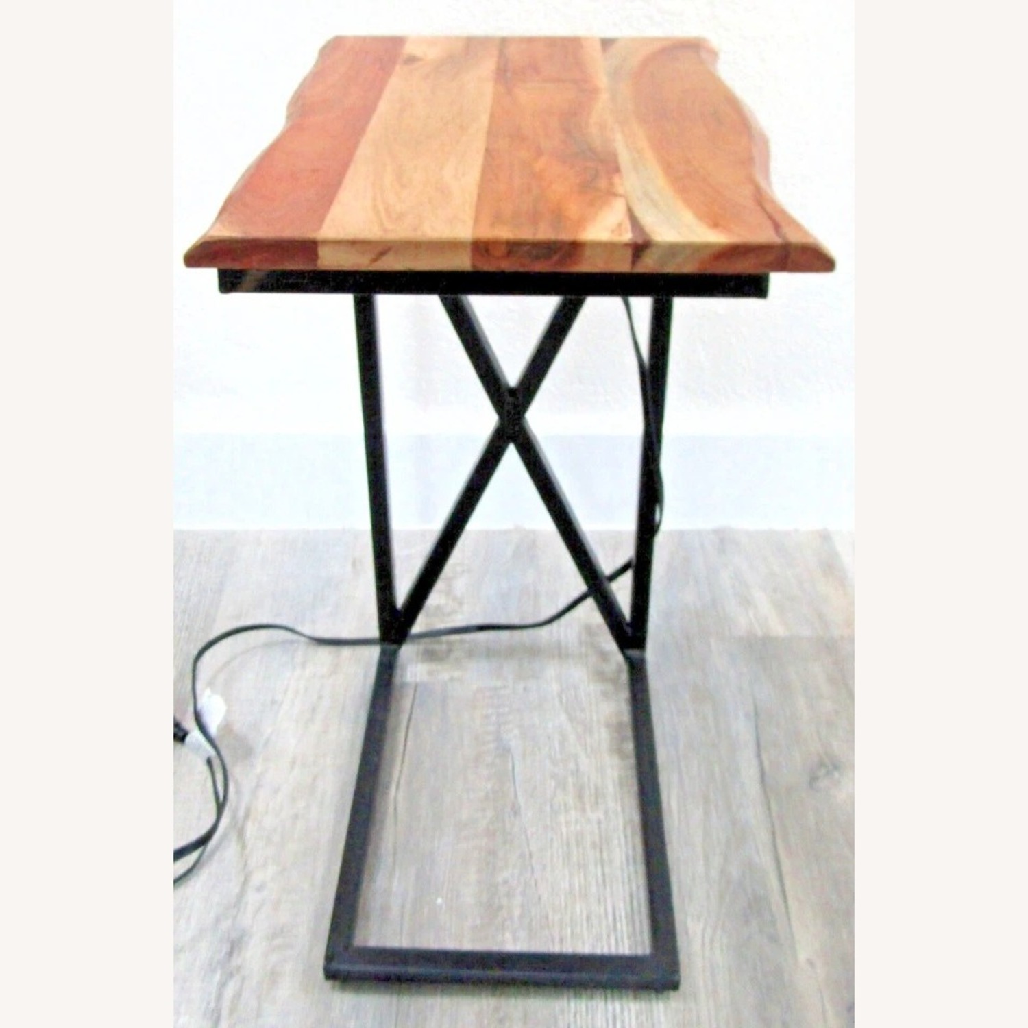 Acacia Live Edge Wood Side Table with Black Iron - image-6