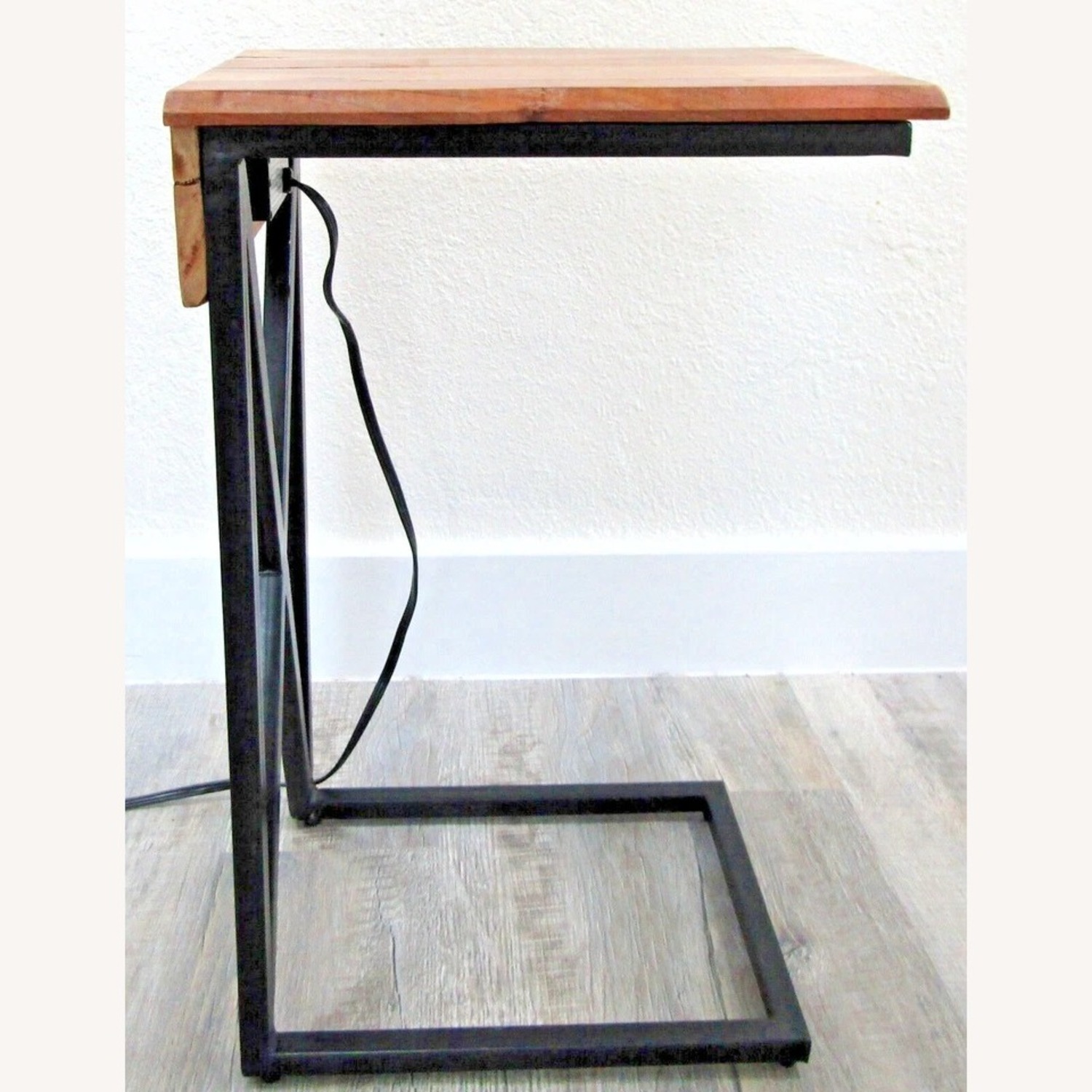 Acacia Live Edge Wood Side Table with Black Iron - image-5