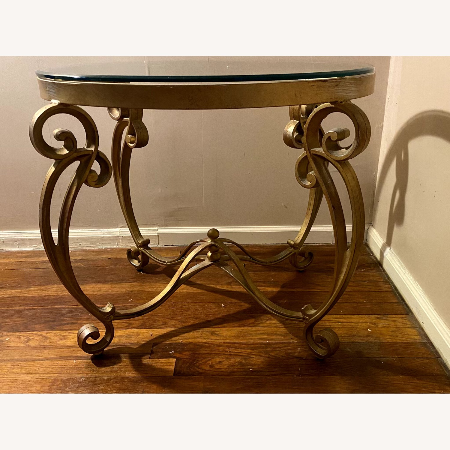Mid Century Glass End Tables with Brass Legs  - image-2