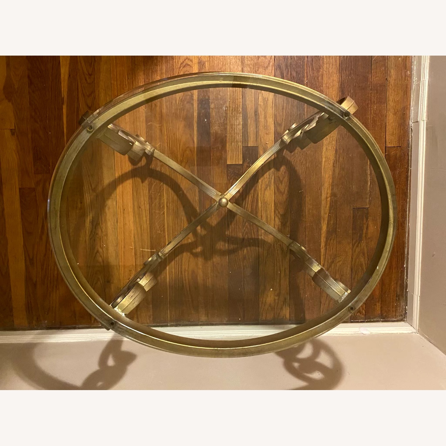 Mid Century Glass End Tables with Brass Legs  - image-3