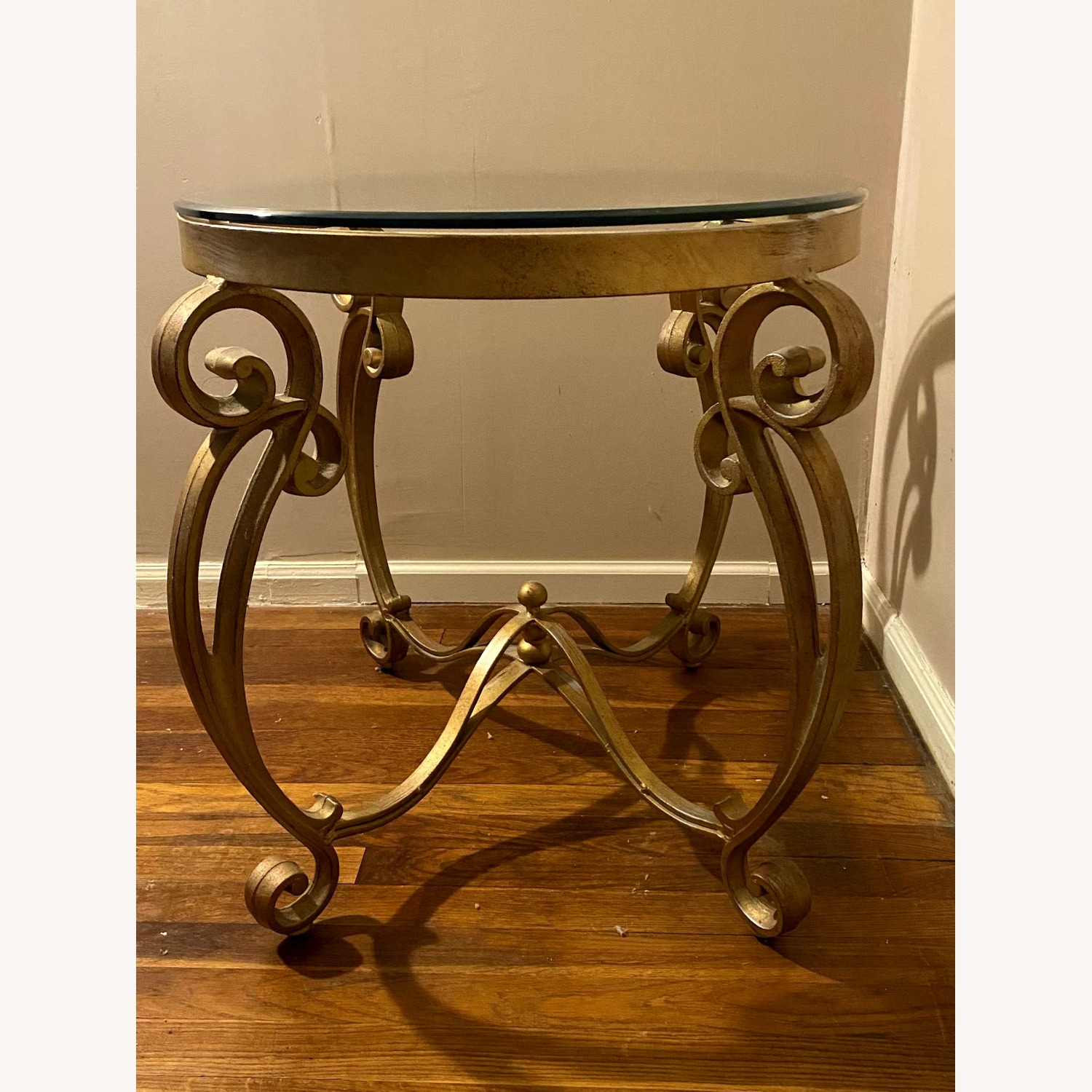Mid Century Glass End Tables with Brass Legs  - image-1