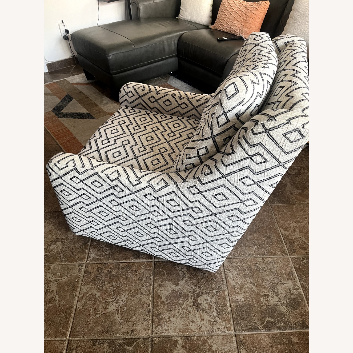 Comfy and Cozy Fabric Swivel Rocker - image-3