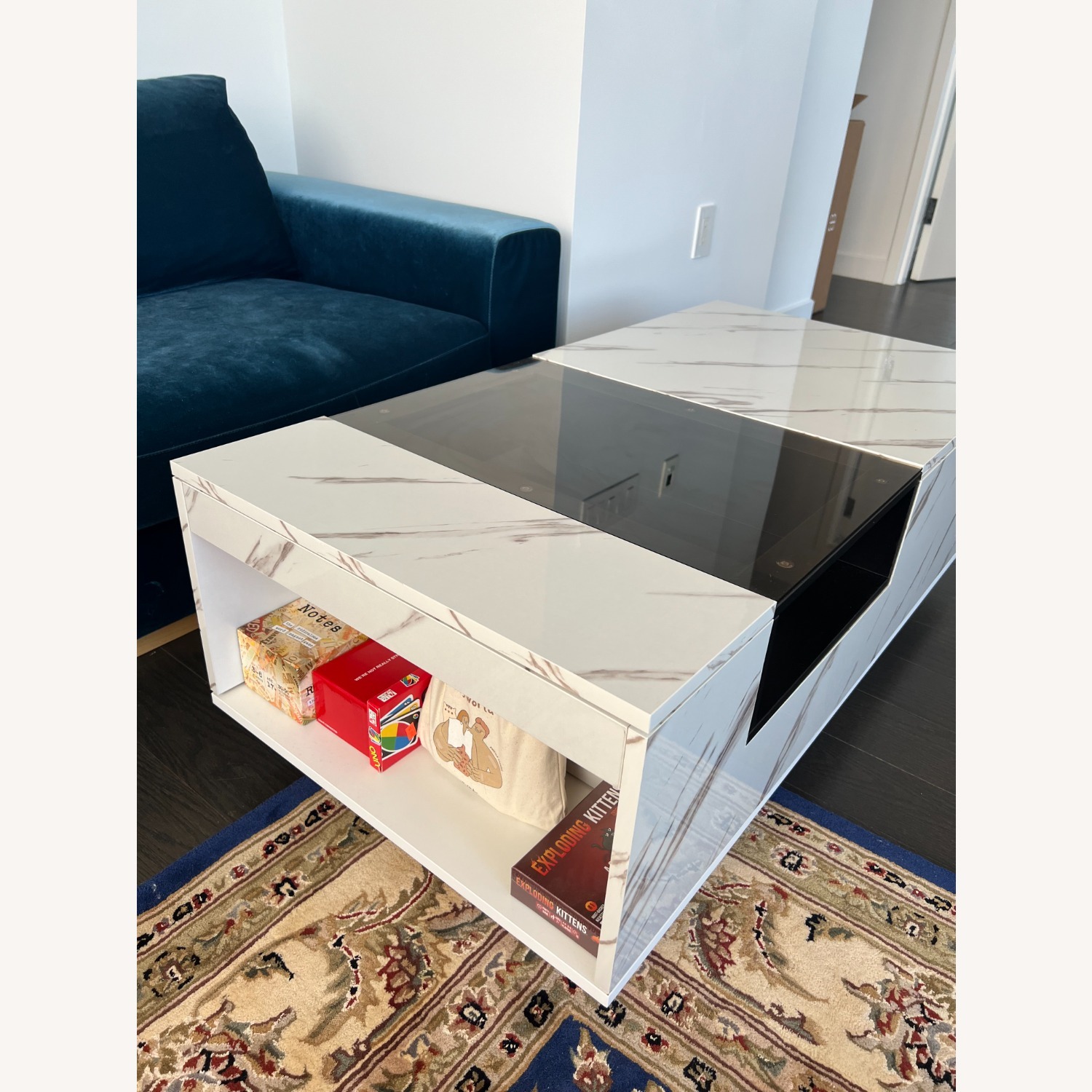 Storage Coffee Table (Faux Marble) - image-2
