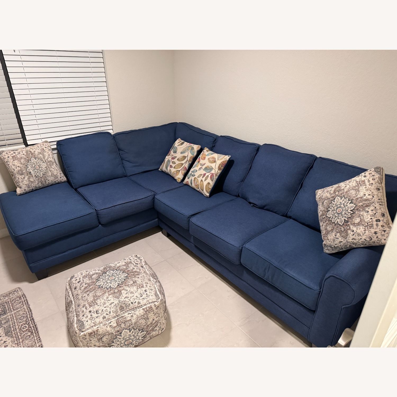 Hughes Furniture Blue Sectional Sofa - image-1