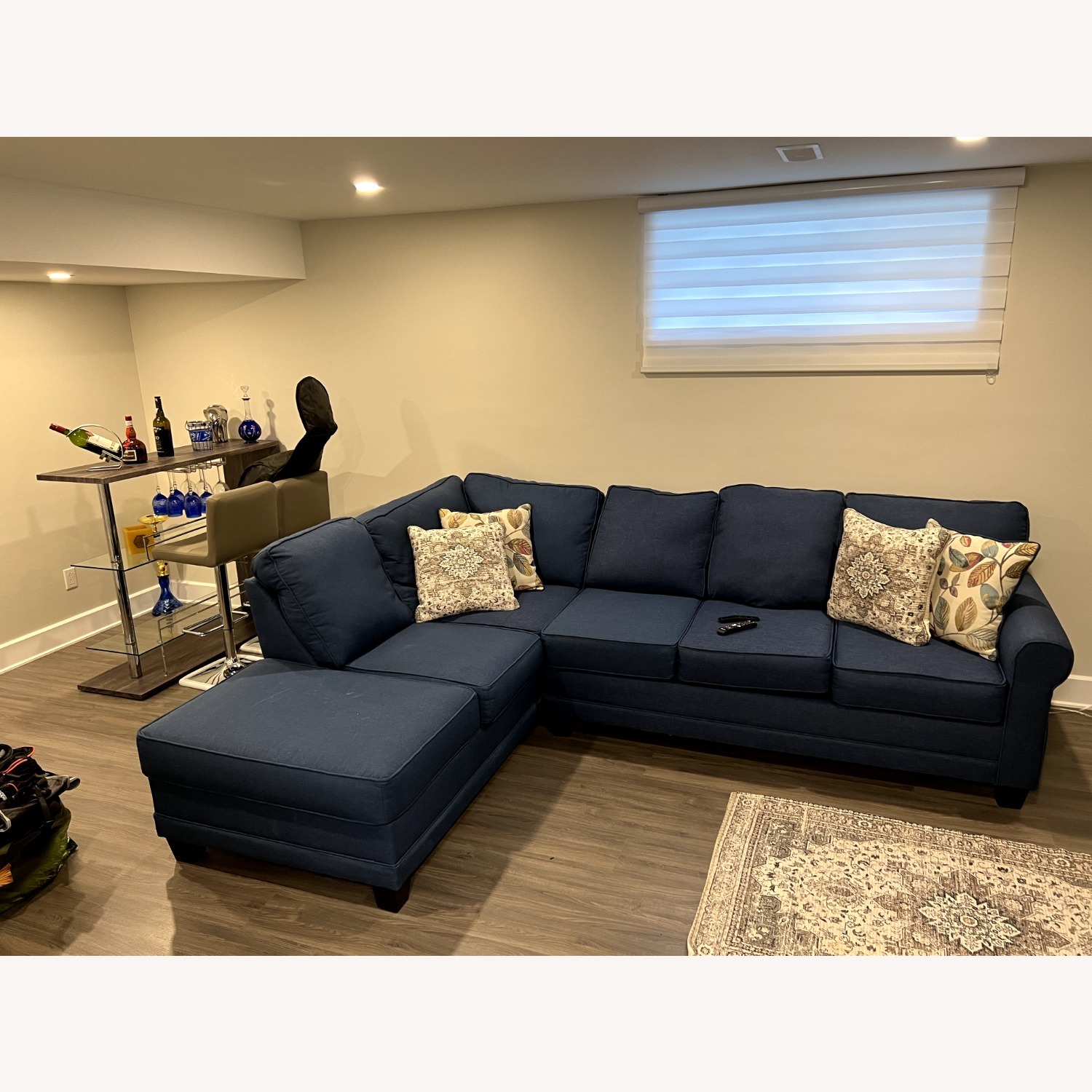 Hughes Furniture Blue Sectional Sofa - image-3