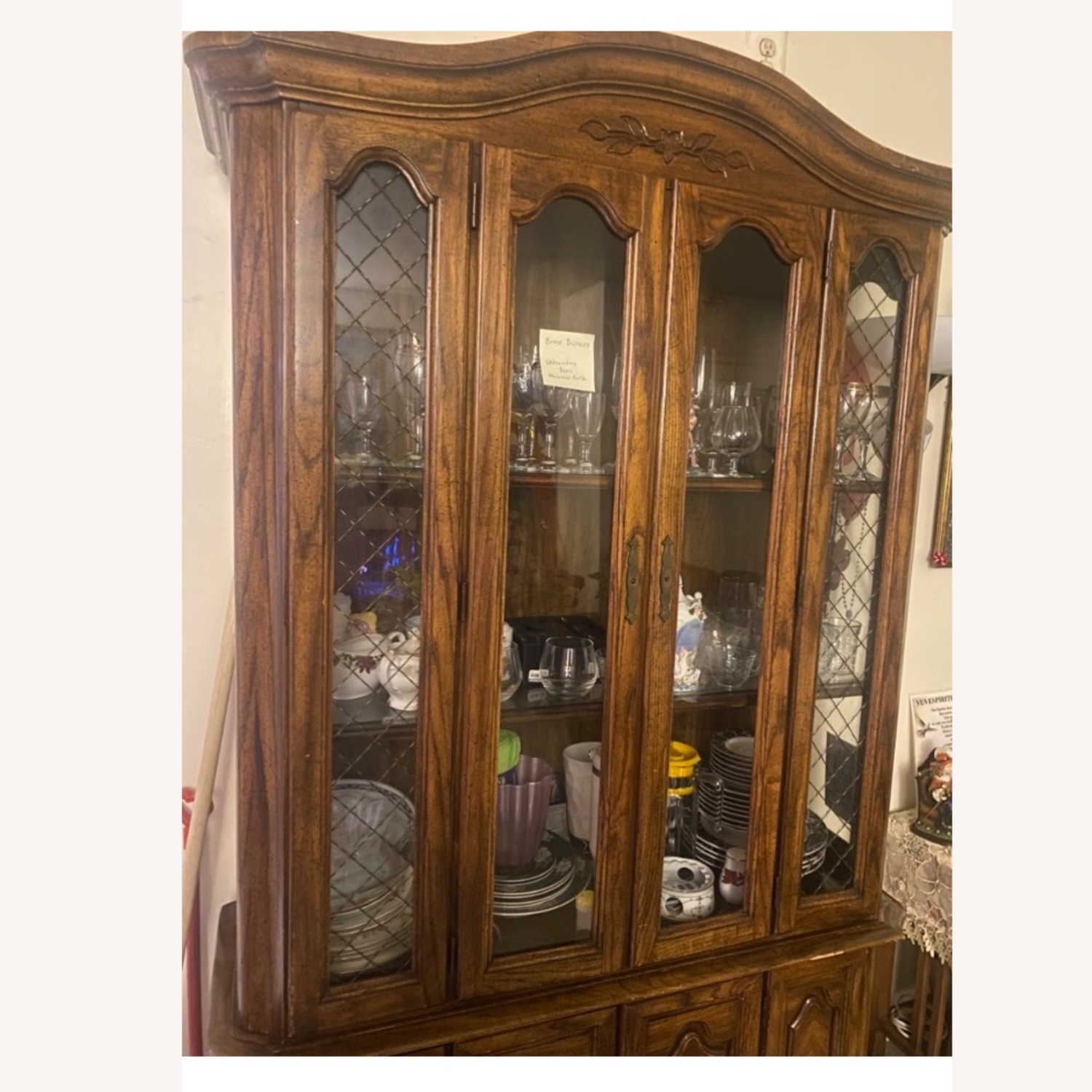 Antique China Cabinet - Dark Wood - image-1