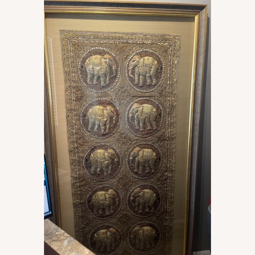Used Framed Burmese Silk Elephant Tapestry for sale on AptDeco