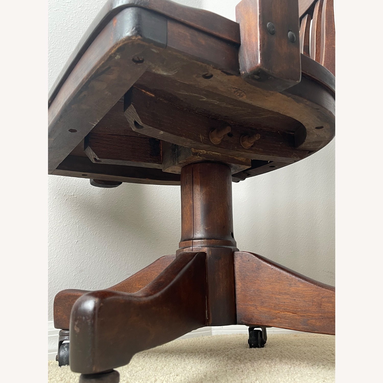 Antique Law Office Wooden Swivle Chair - image-3