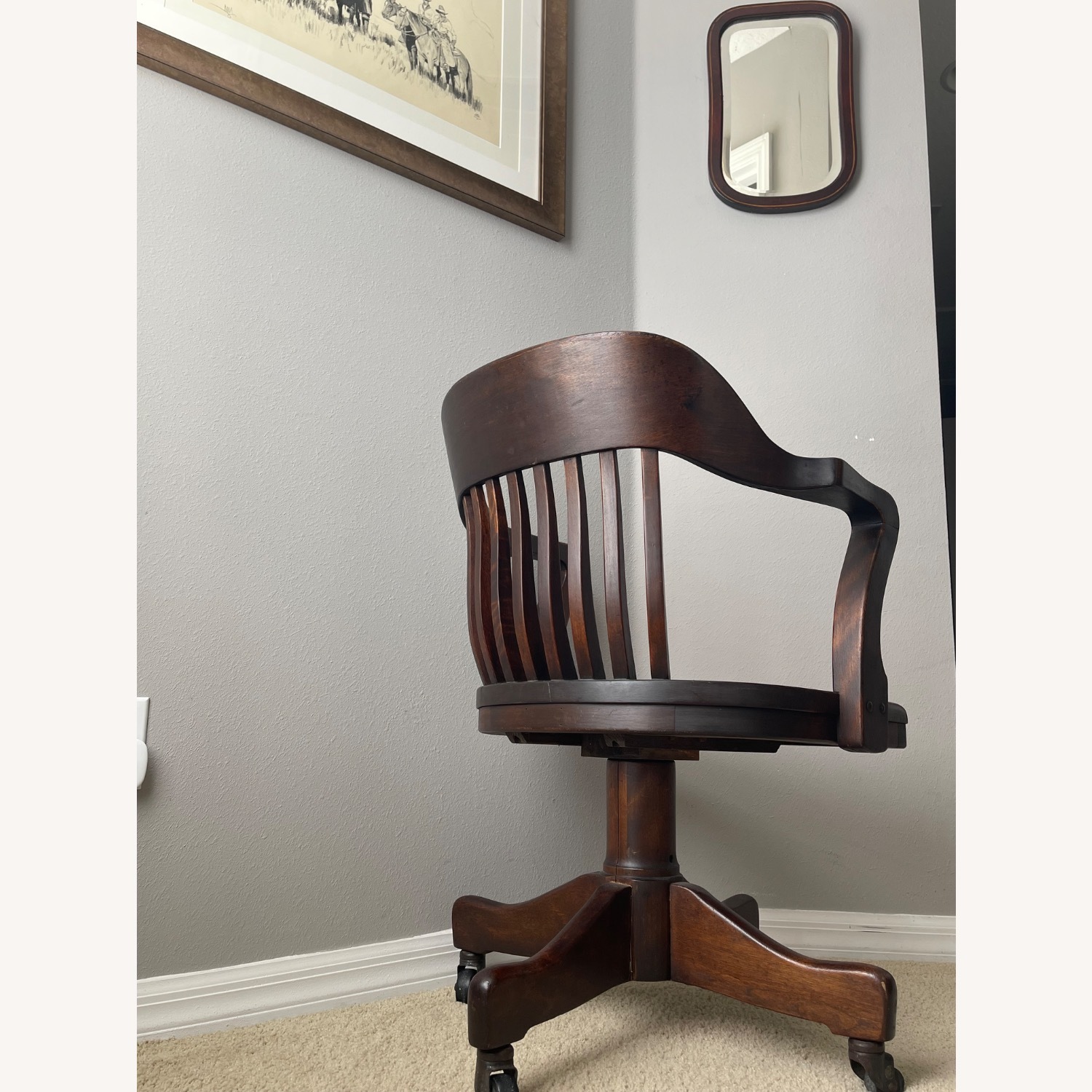 Antique Law Office Wooden Swivle Chair - image-4