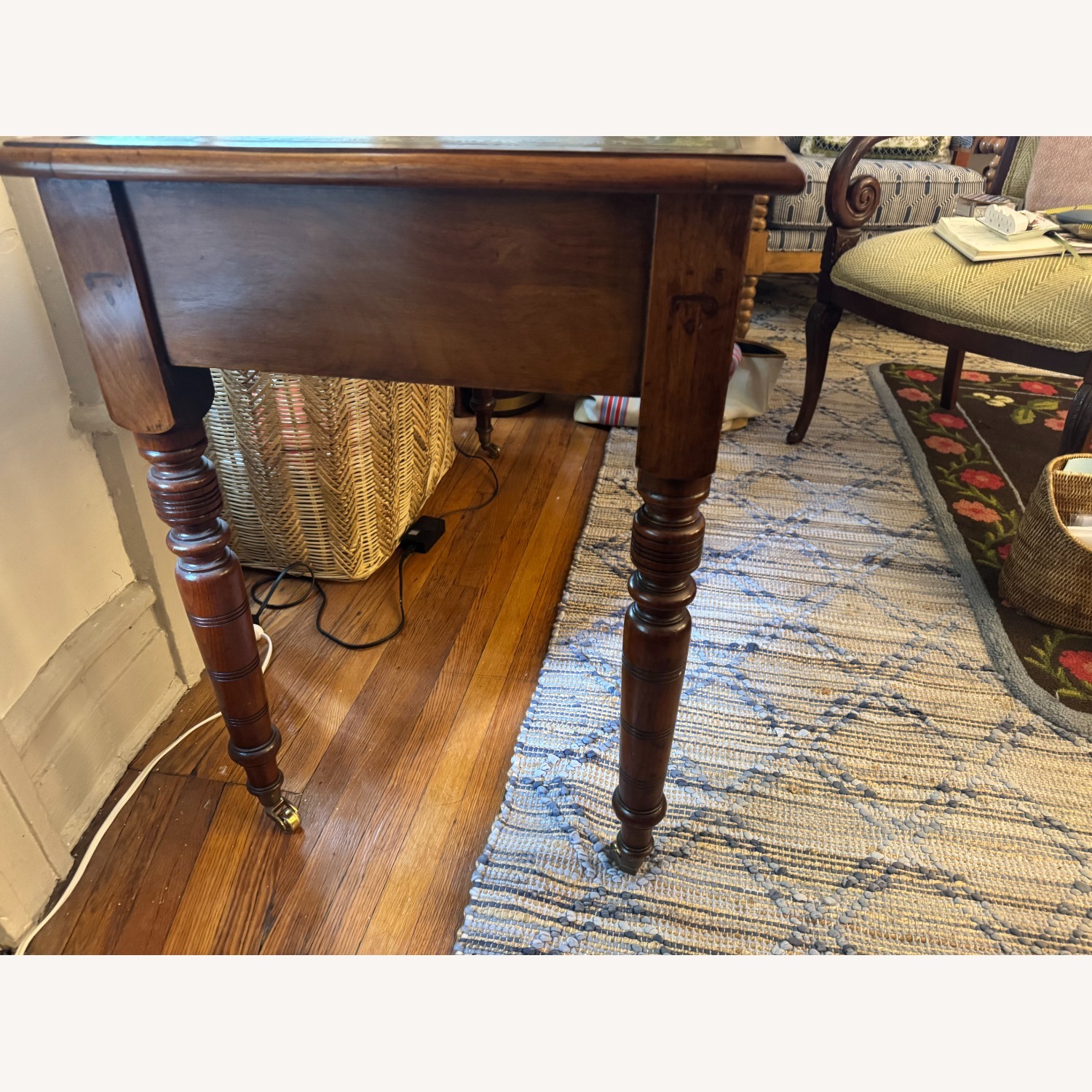 Antique Leather Inlay Desk - image-3