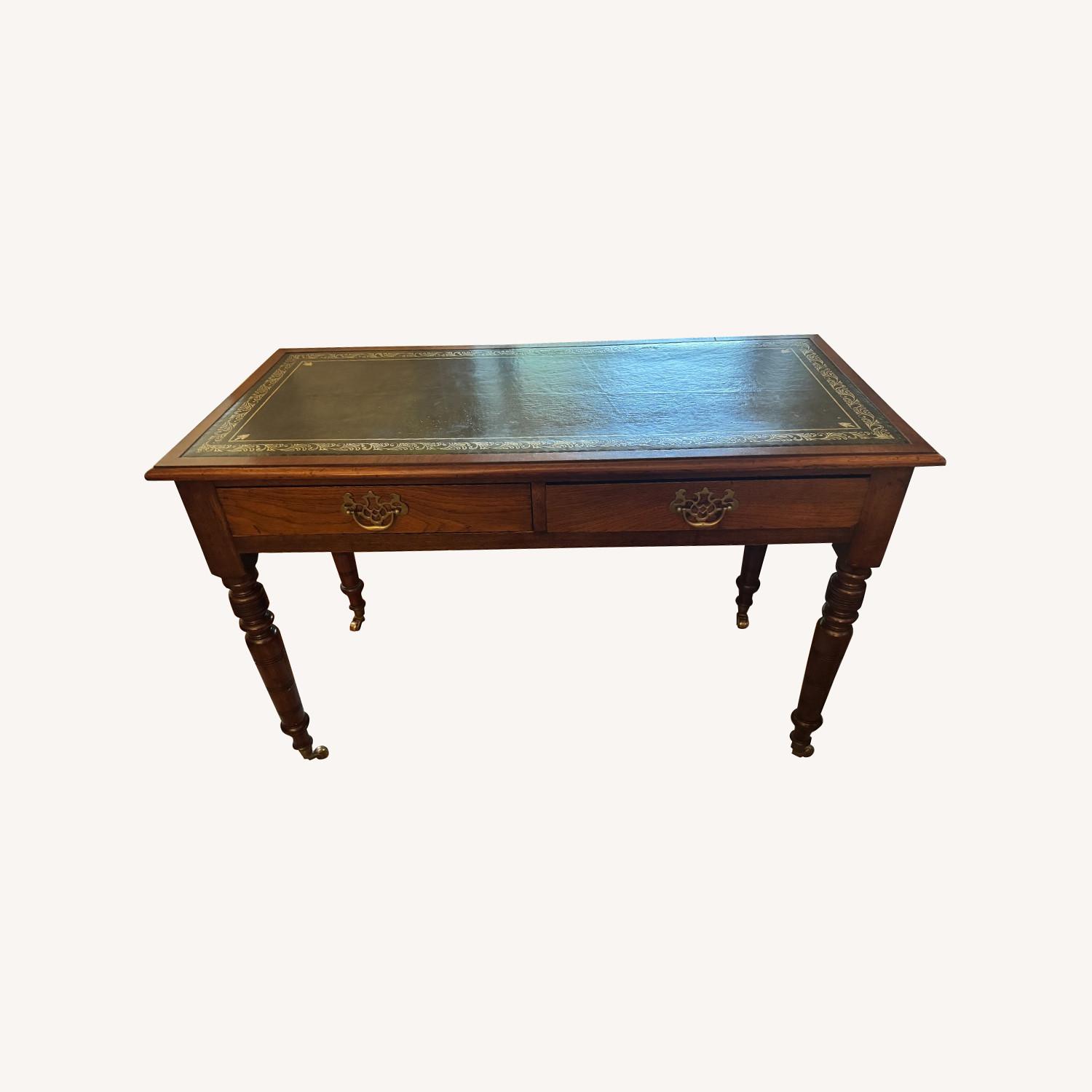 Antique Leather Inlay Desk - image-0
