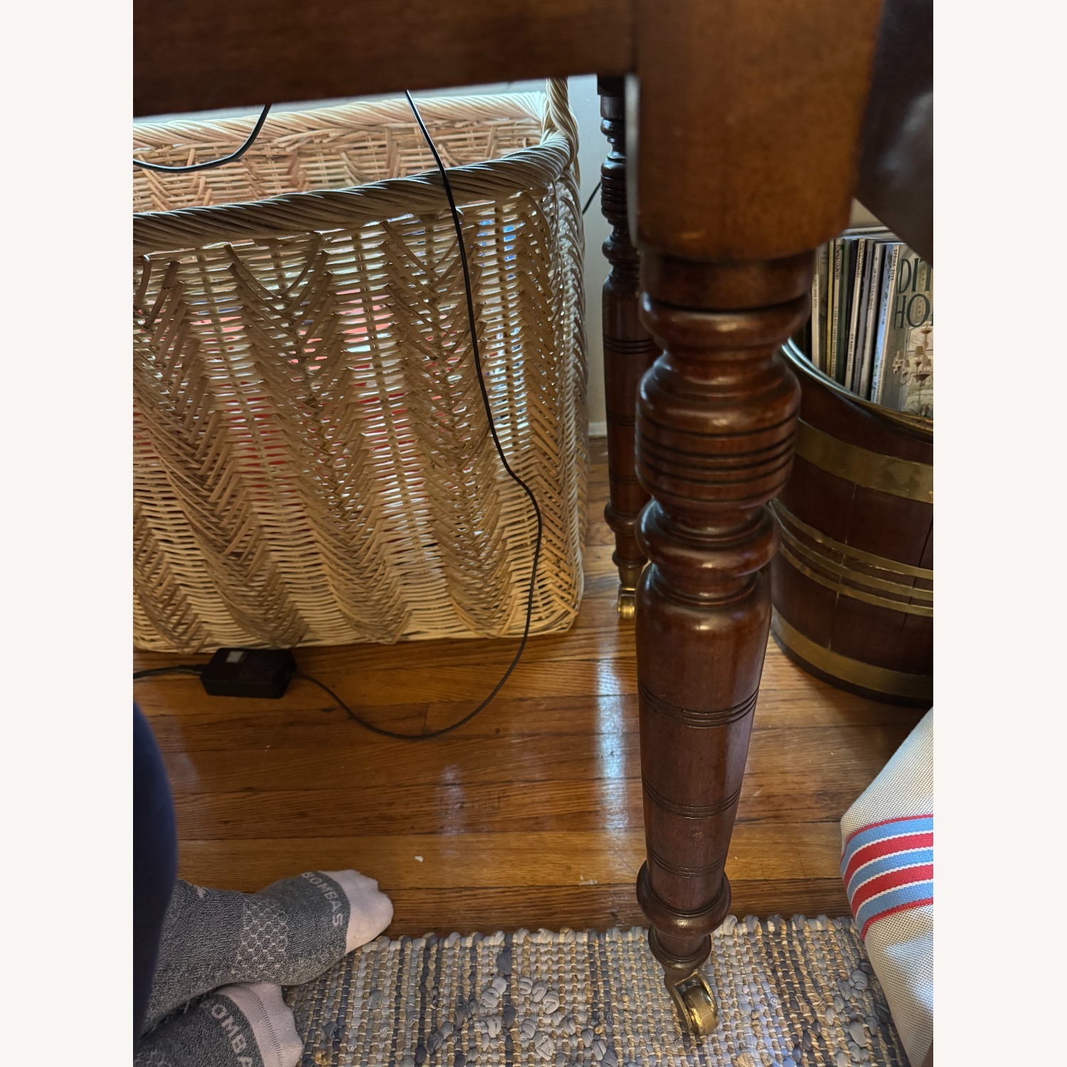 Antique Leather Inlay Desk - image-6