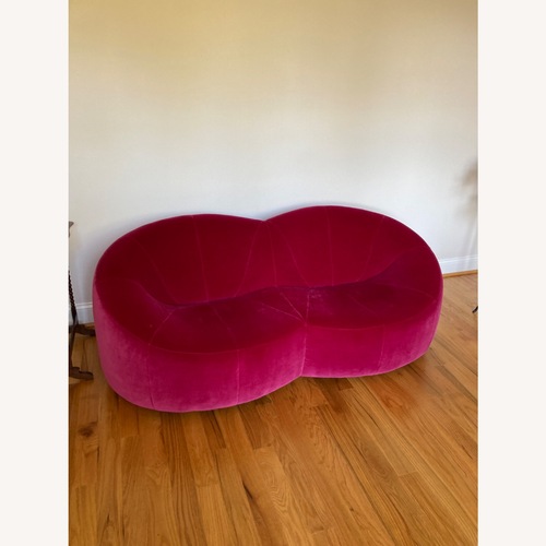 Used Ligne Roset Pink Velvet Pumpkin Loveseat for sale on AptDeco