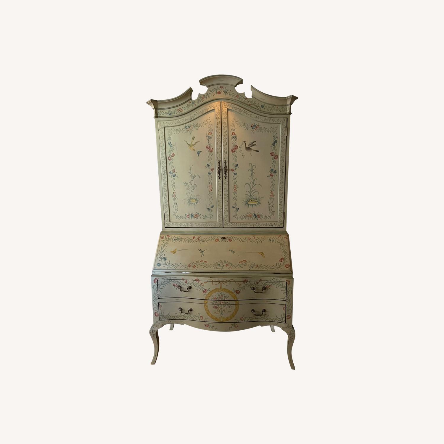 Vintage Hand-Painted Secretary Desk with Hutch - image-0