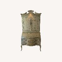 Vintage Hand-Painted Secretary Desk with Hutch