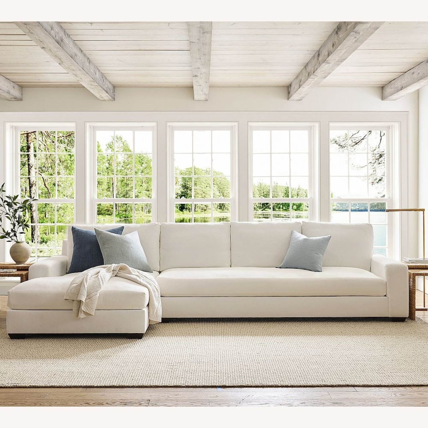 Pottery Barn Big Sur Sofa w Chaise White 124”W - image-9