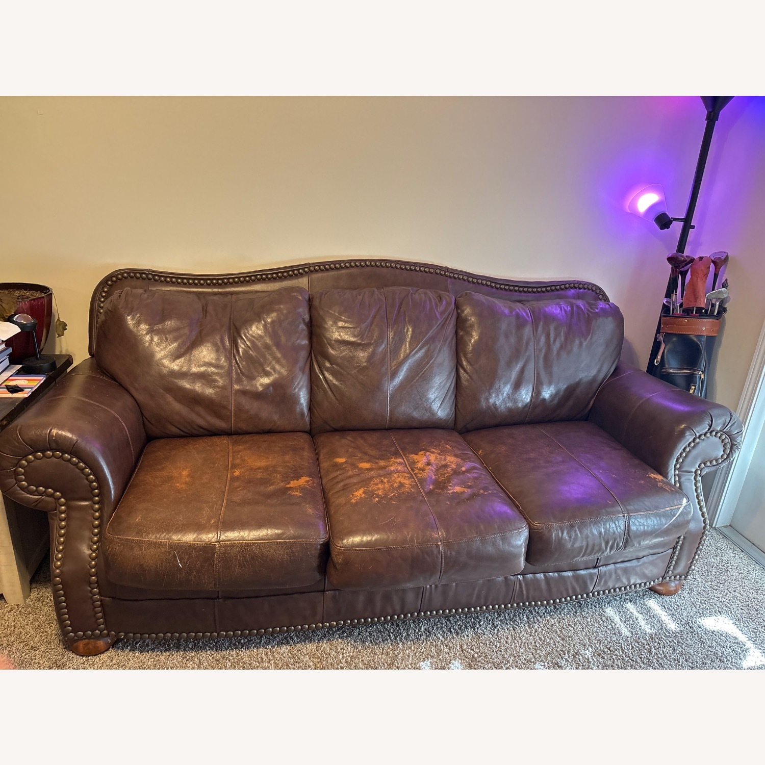 Ashley Furniture Dark Brown Leather Couch - image-0