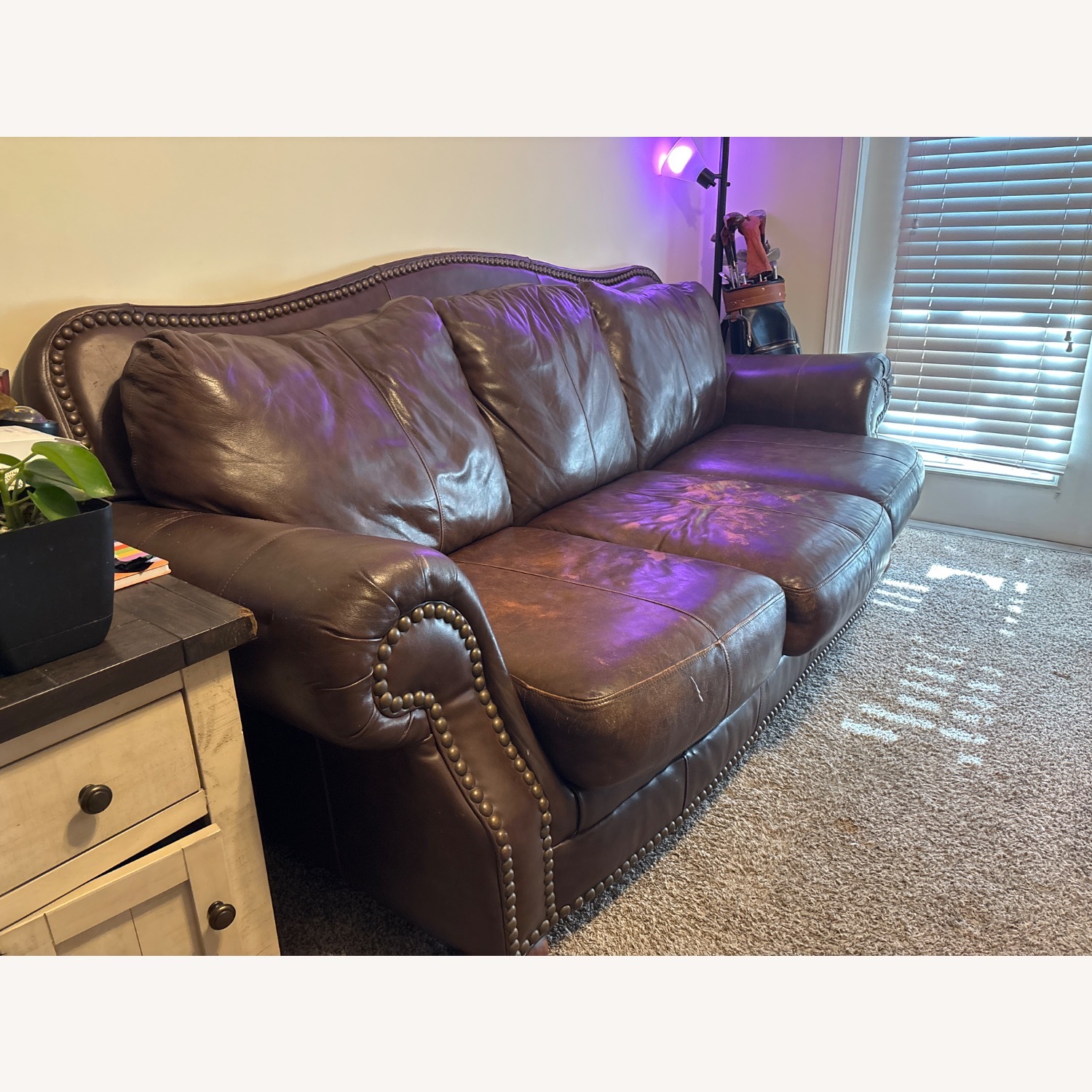 Ashley Furniture Dark Brown Leather Couch - image-1