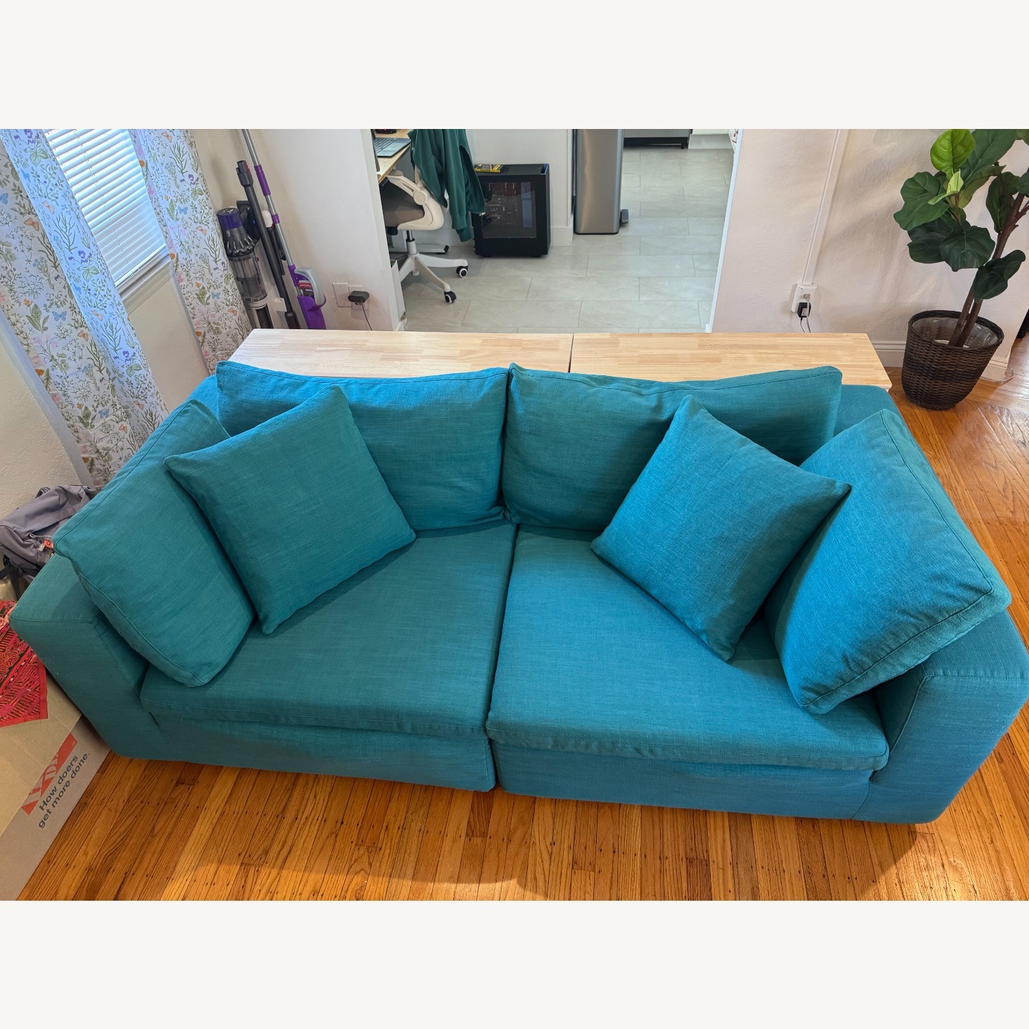 Blue Mid-Century Modern Sofa - image-5