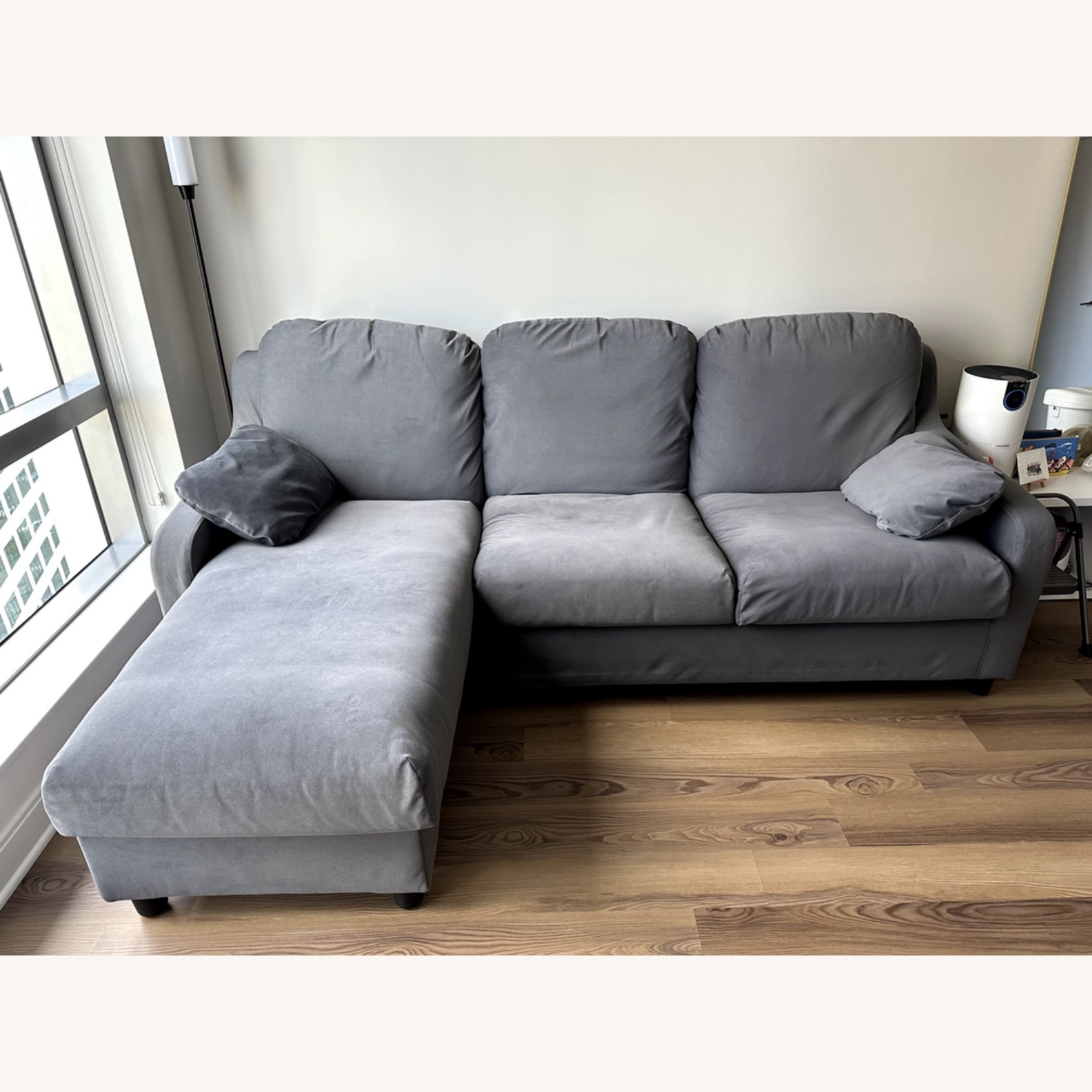 IKEA VINLIDEN Dark Gray Sofa with Chaise - image-1