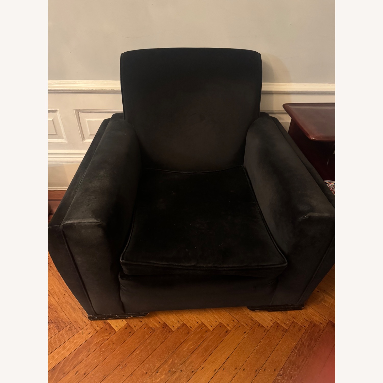 Navy Deco Velvet Arm Chairs - image-1