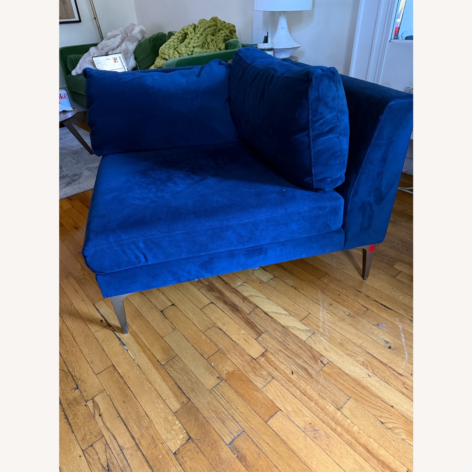 Andes Dark Blue Cozy Corner Chair - image-1