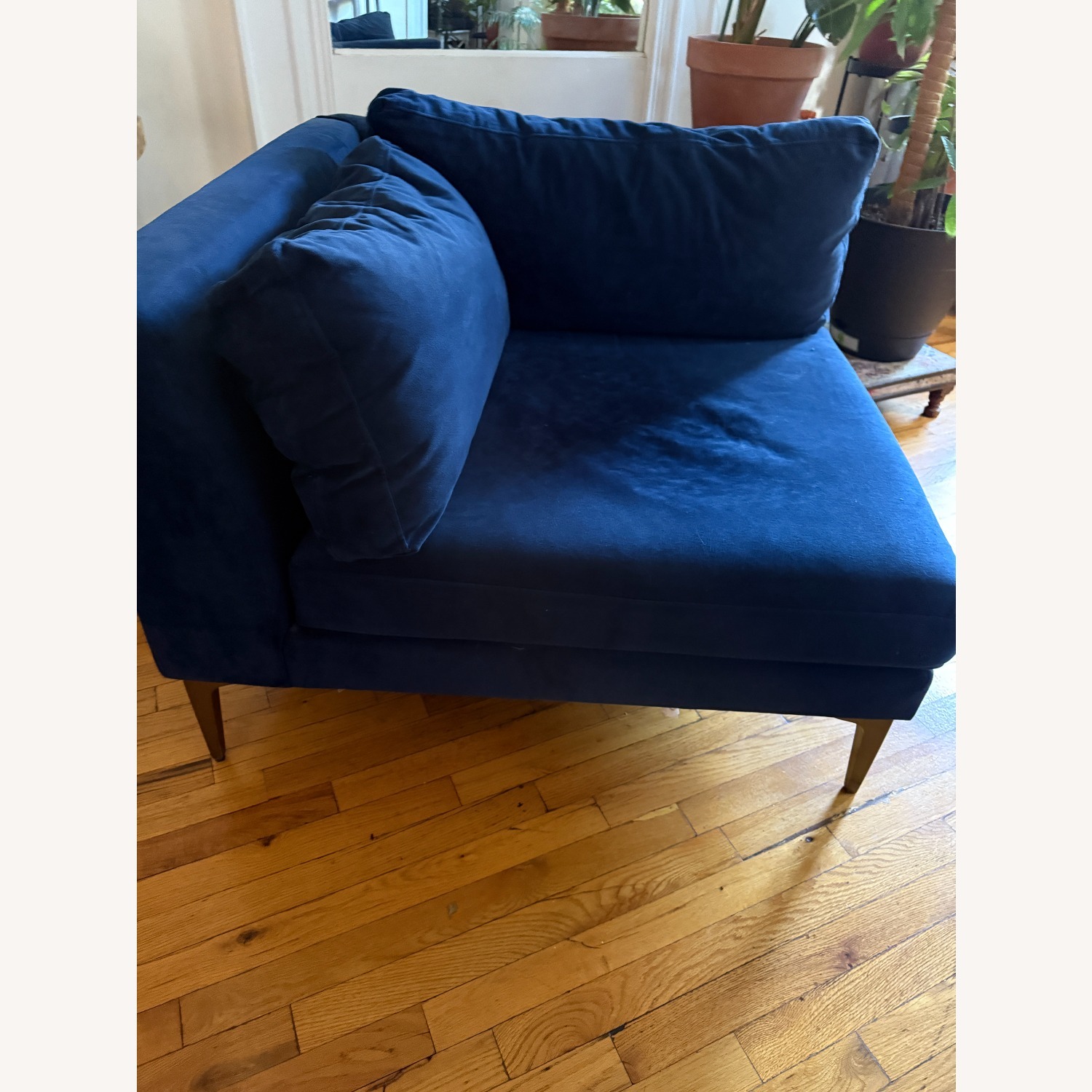 Andes Dark Blue Cozy Corner Chair - image-0